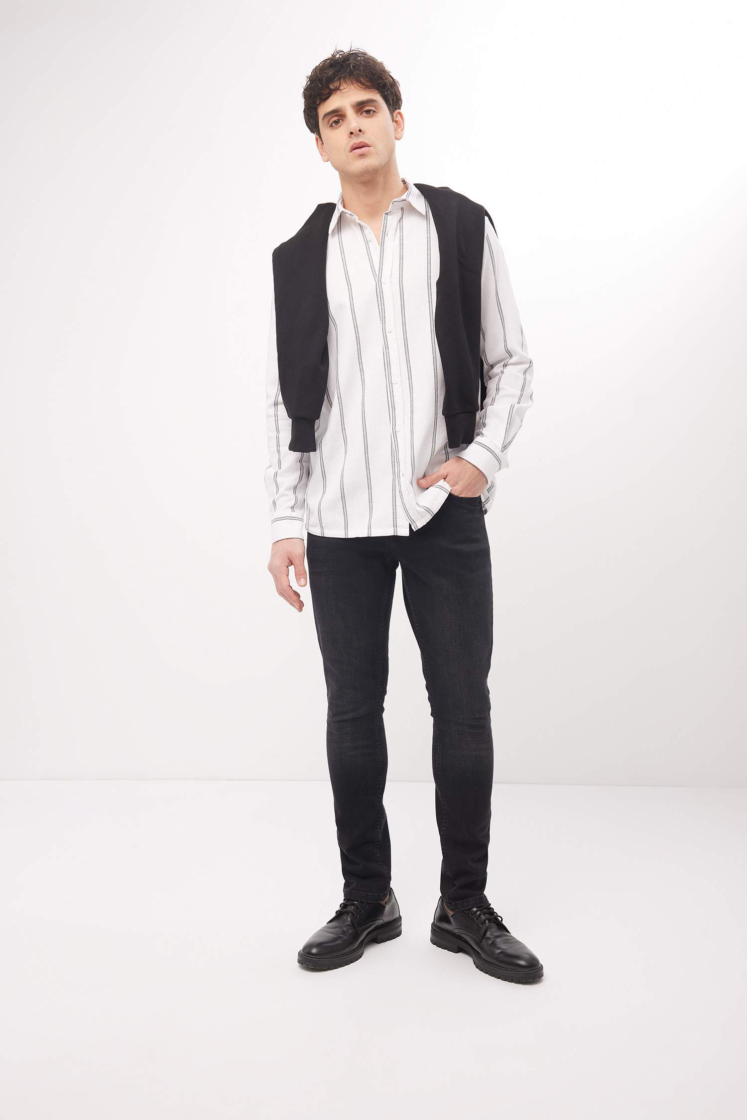 қалыпты пішім жолақ Ұзын жеңді көйлек