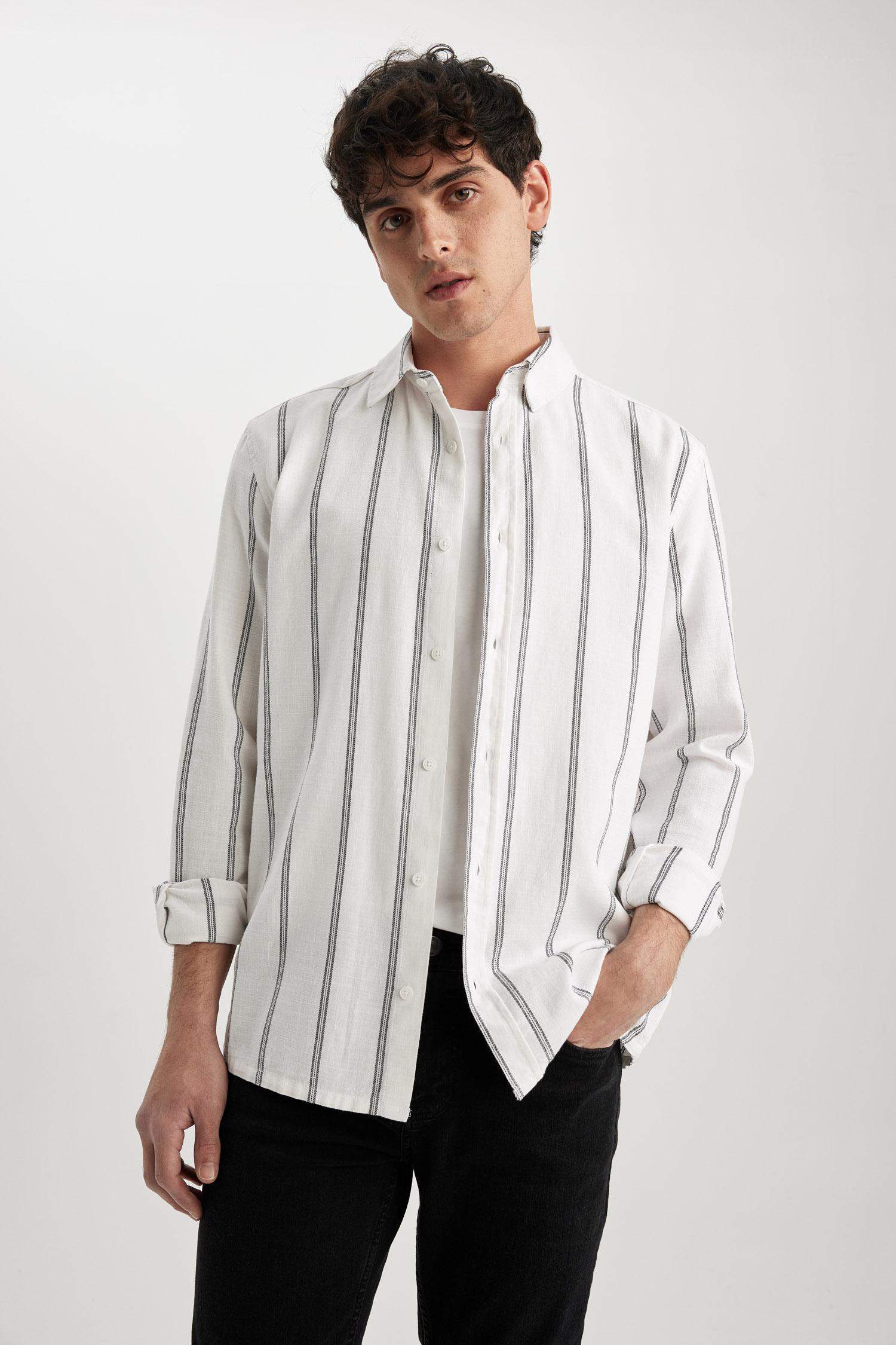 қалыпты пішім жолақ Ұзын жеңді көйлек