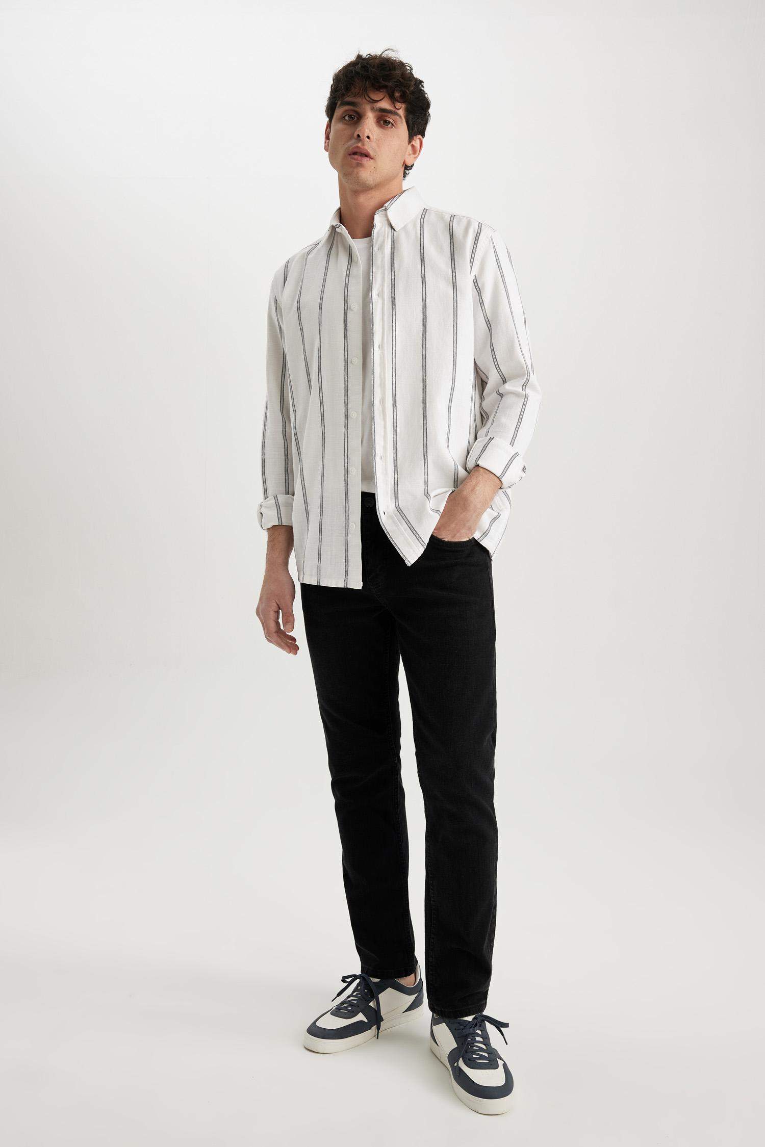 қалыпты пішім жолақ Ұзын жеңді көйлек