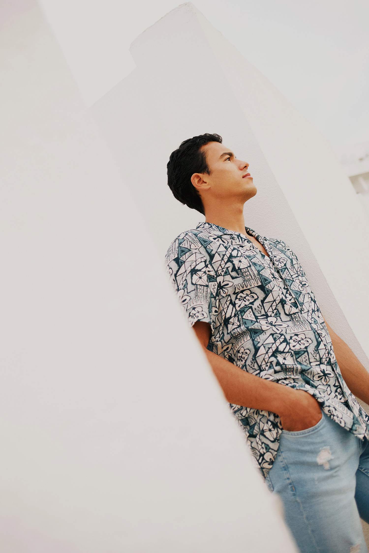 Shirt À Manches Courtes Viscone Imprimé Cou Apache