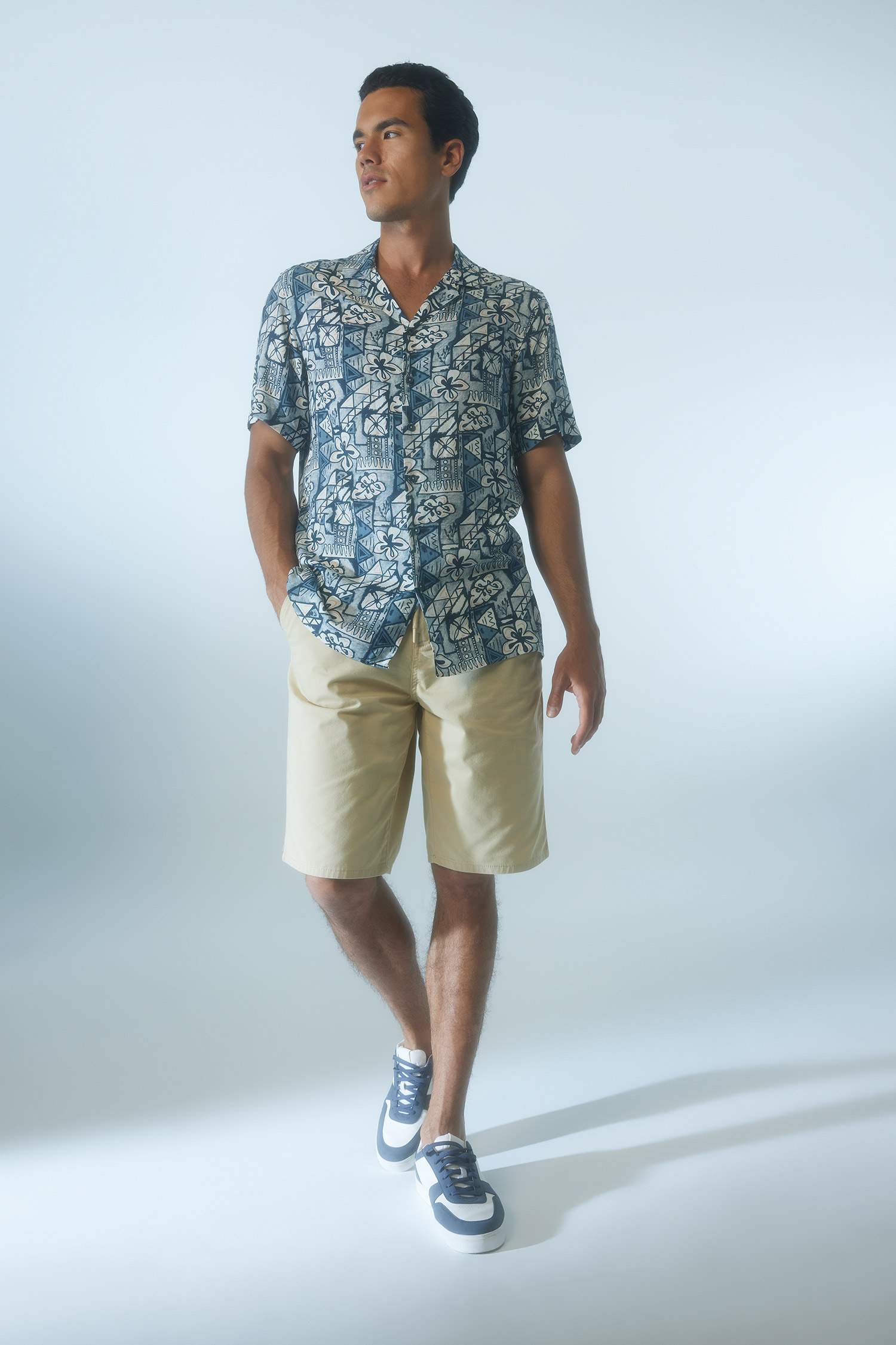 Shirt À Manches Courtes Viscone Imprimé Cou Apache