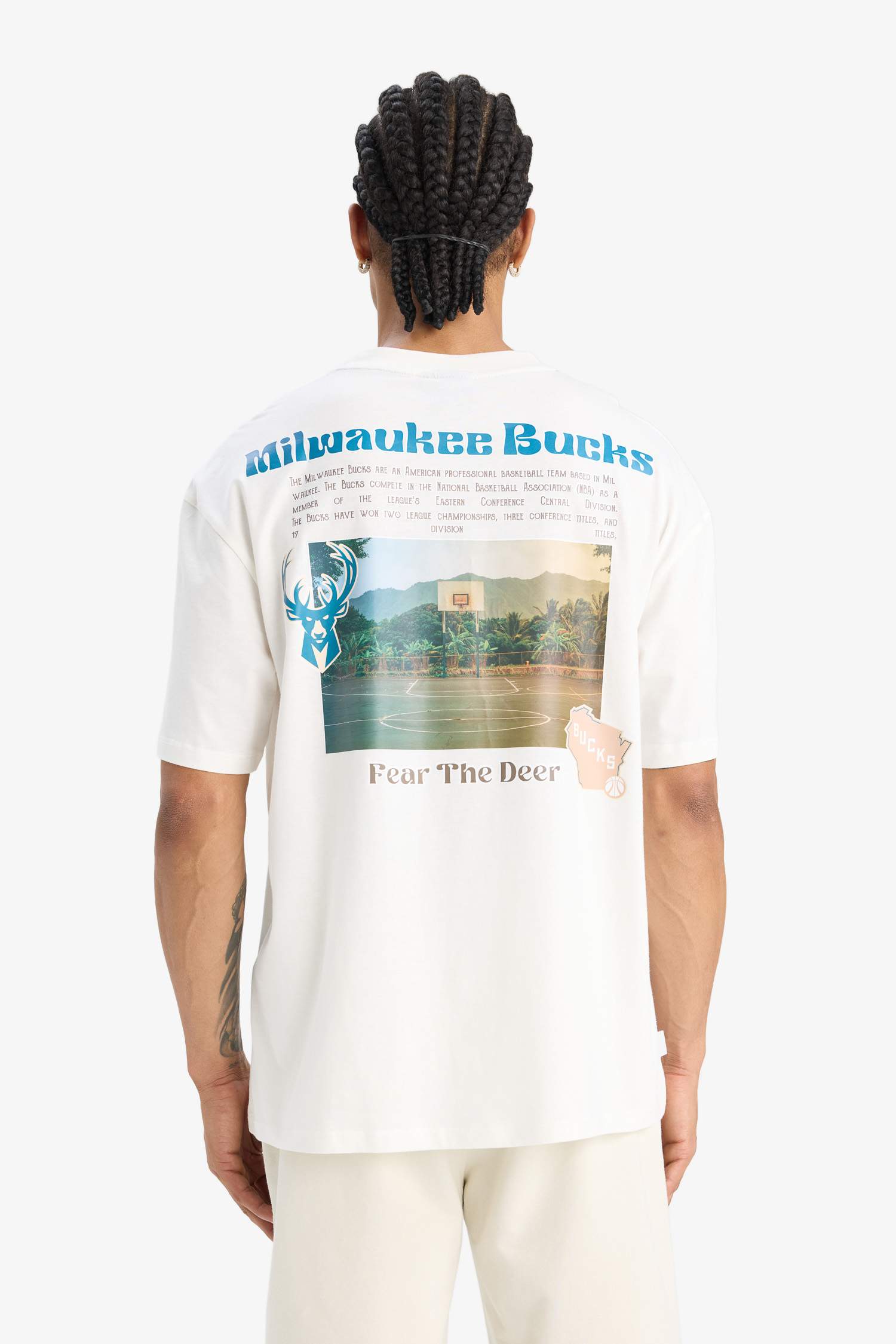 T-shirt NBA Milwaukee Bucks oversize à col rond