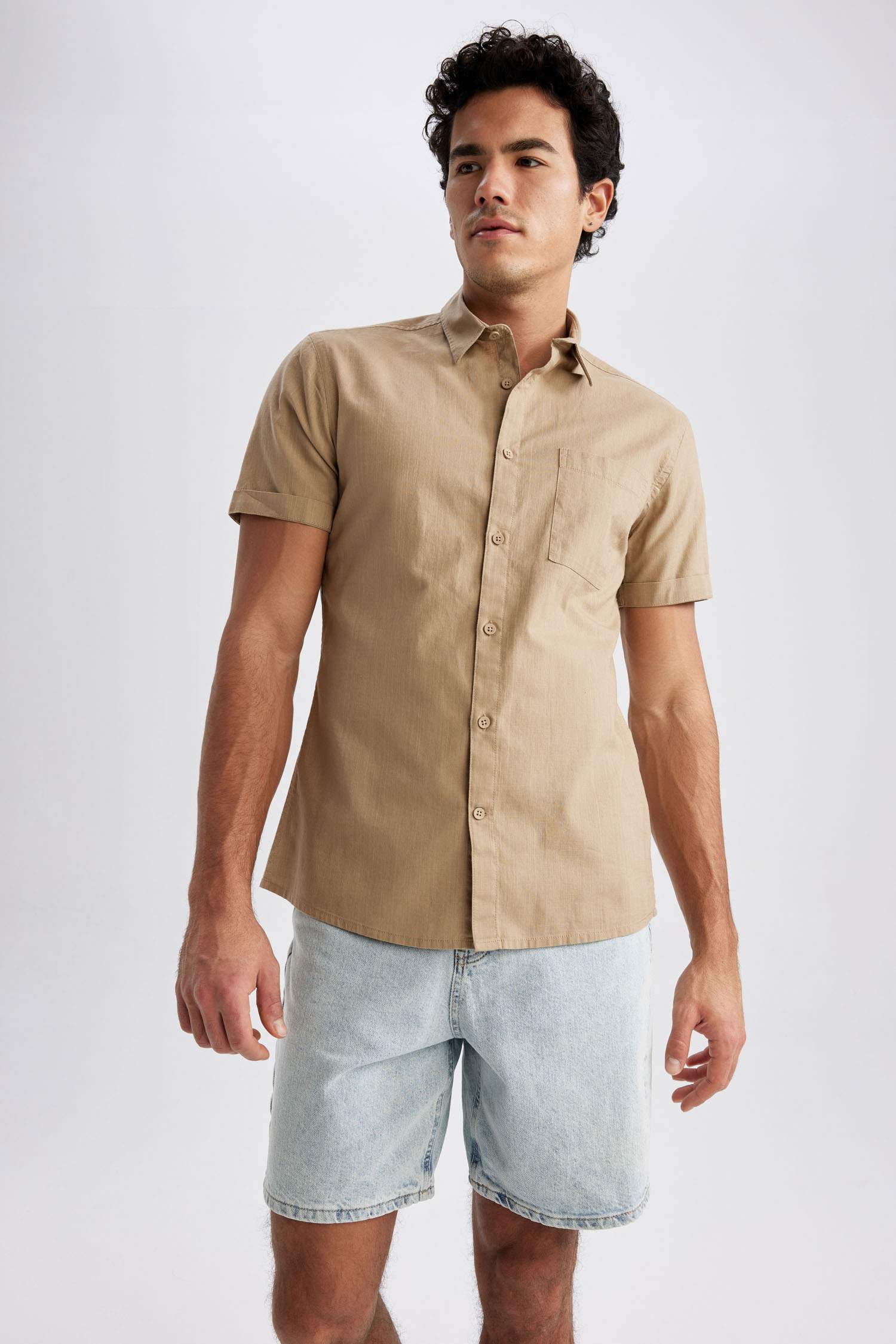 Slim Fit Cotton Short Sleeve Shirt