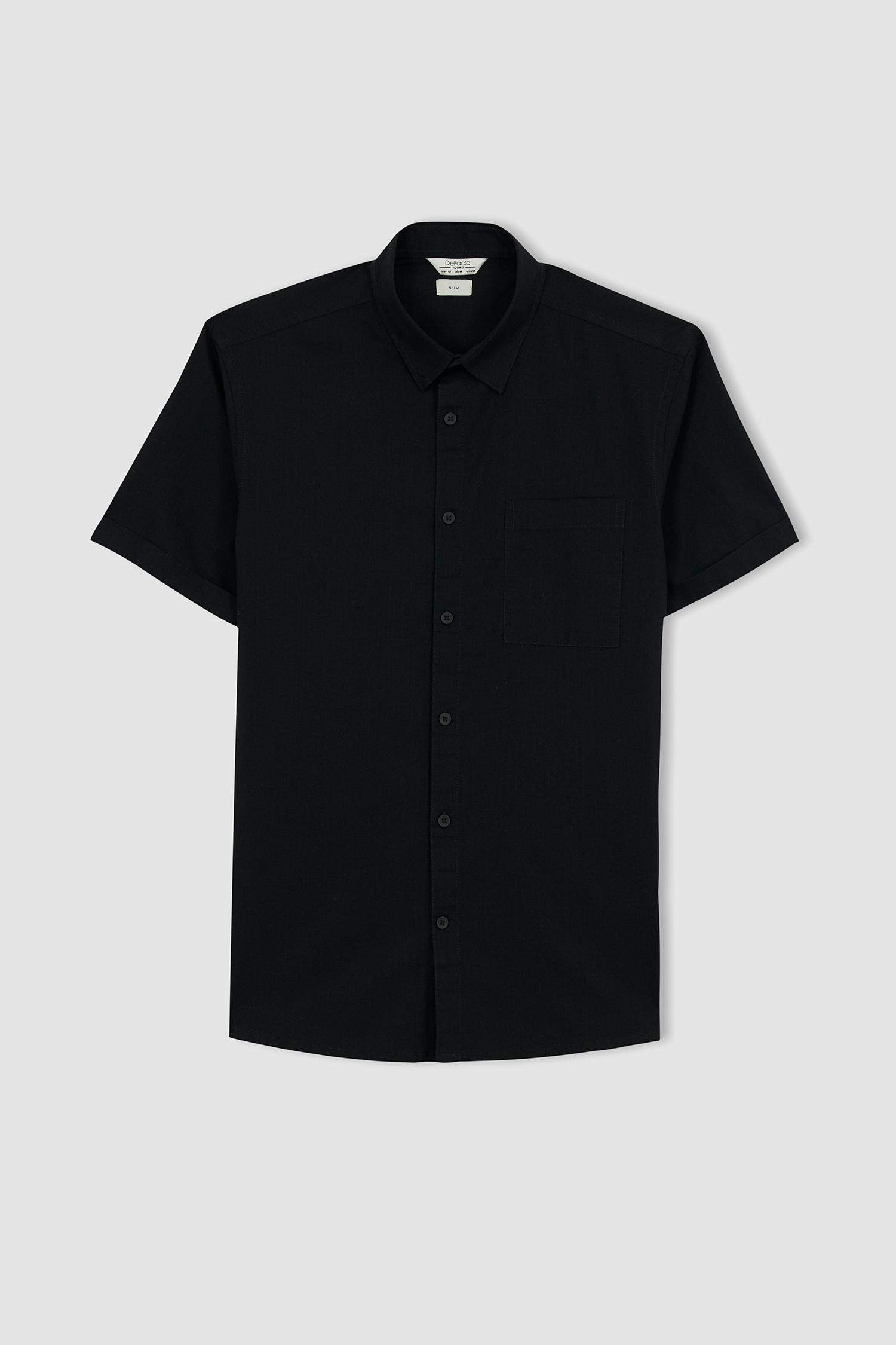 قميص قطن نص كم وقصة ضيقة