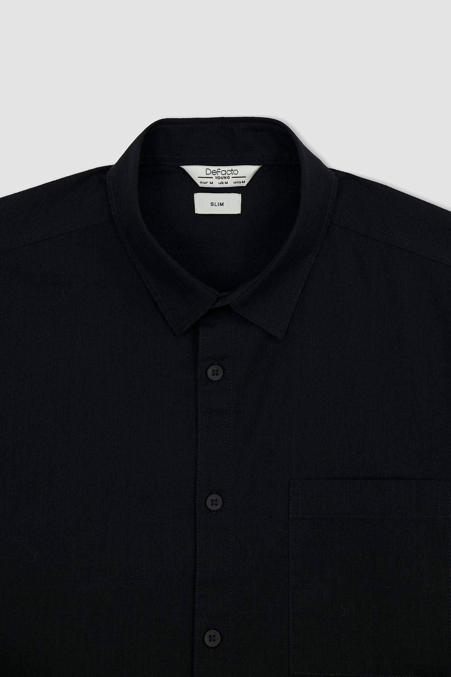 قميص قطن نص كم وقصة ضيقة