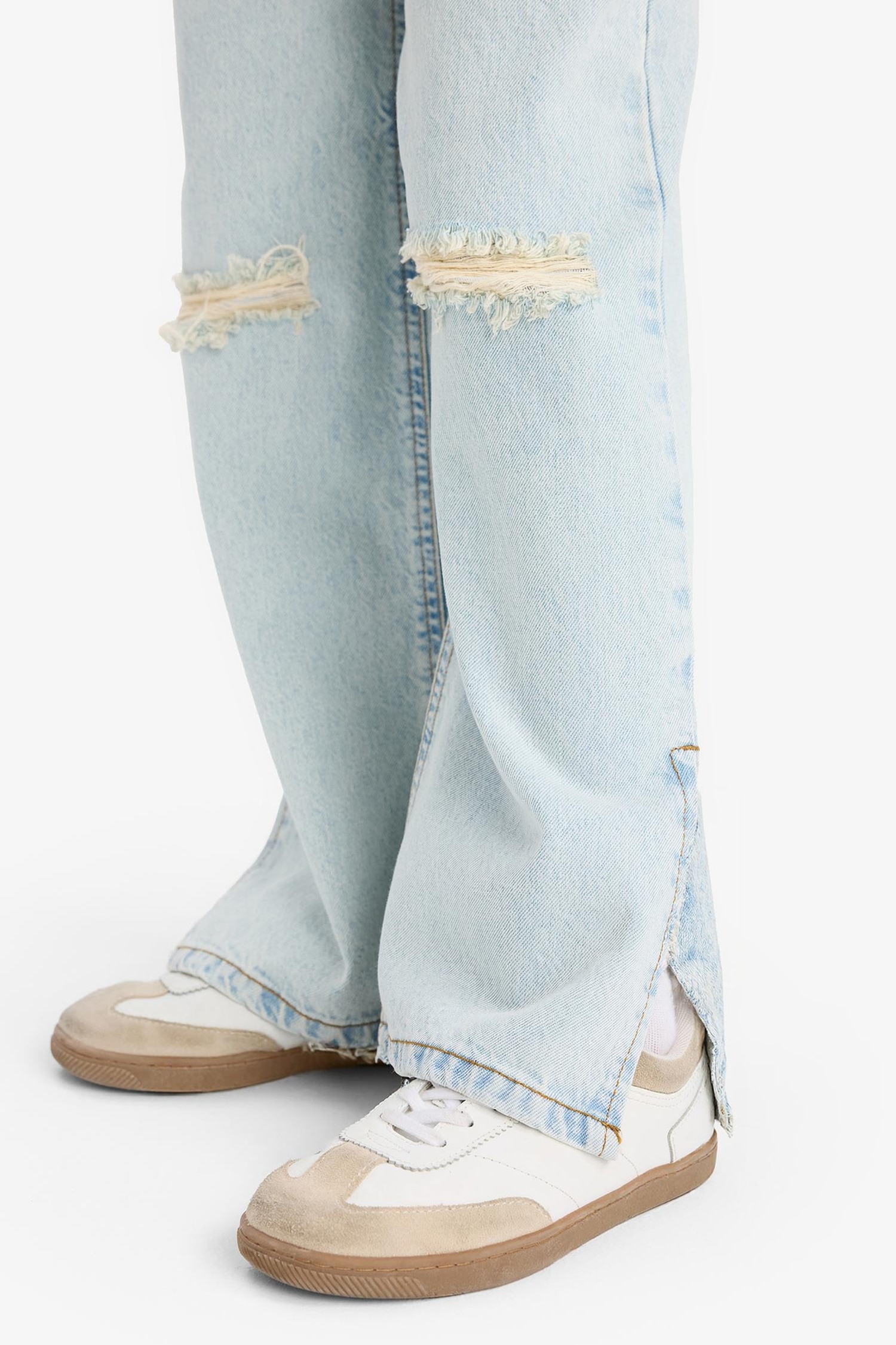 Kız Çocuk Wide Leg Yırtık Detaylı Geniş Paça Jean Pantolon