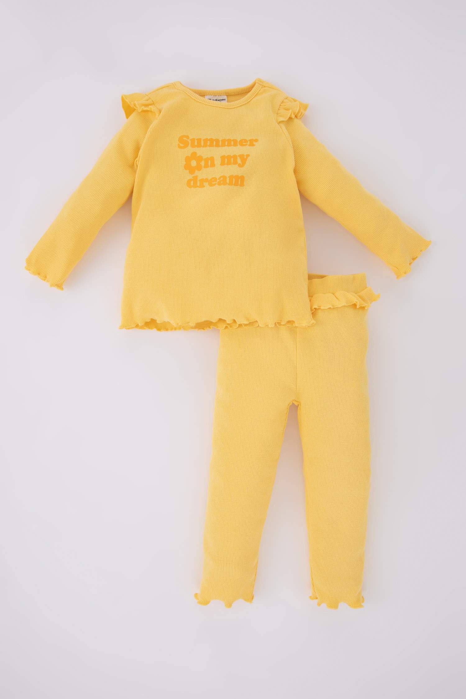 طقم بناتي بيبي فلورال وياقة مستديرة - قطعتين