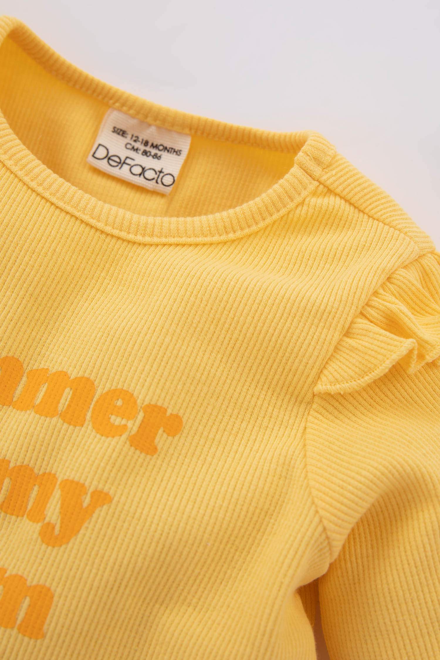 طقم بناتي بيبي فلورال وياقة مستديرة - قطعتين