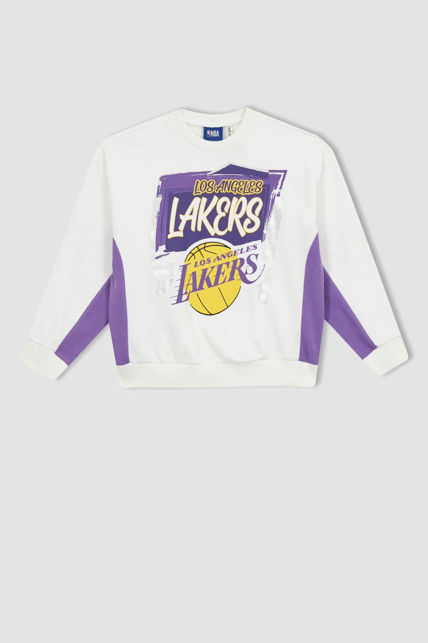 Ecru GIRLS & TEENS Girls NBA Los Angeles Lakers Regular Fit Polo Neck  Sweatshirt 2755547