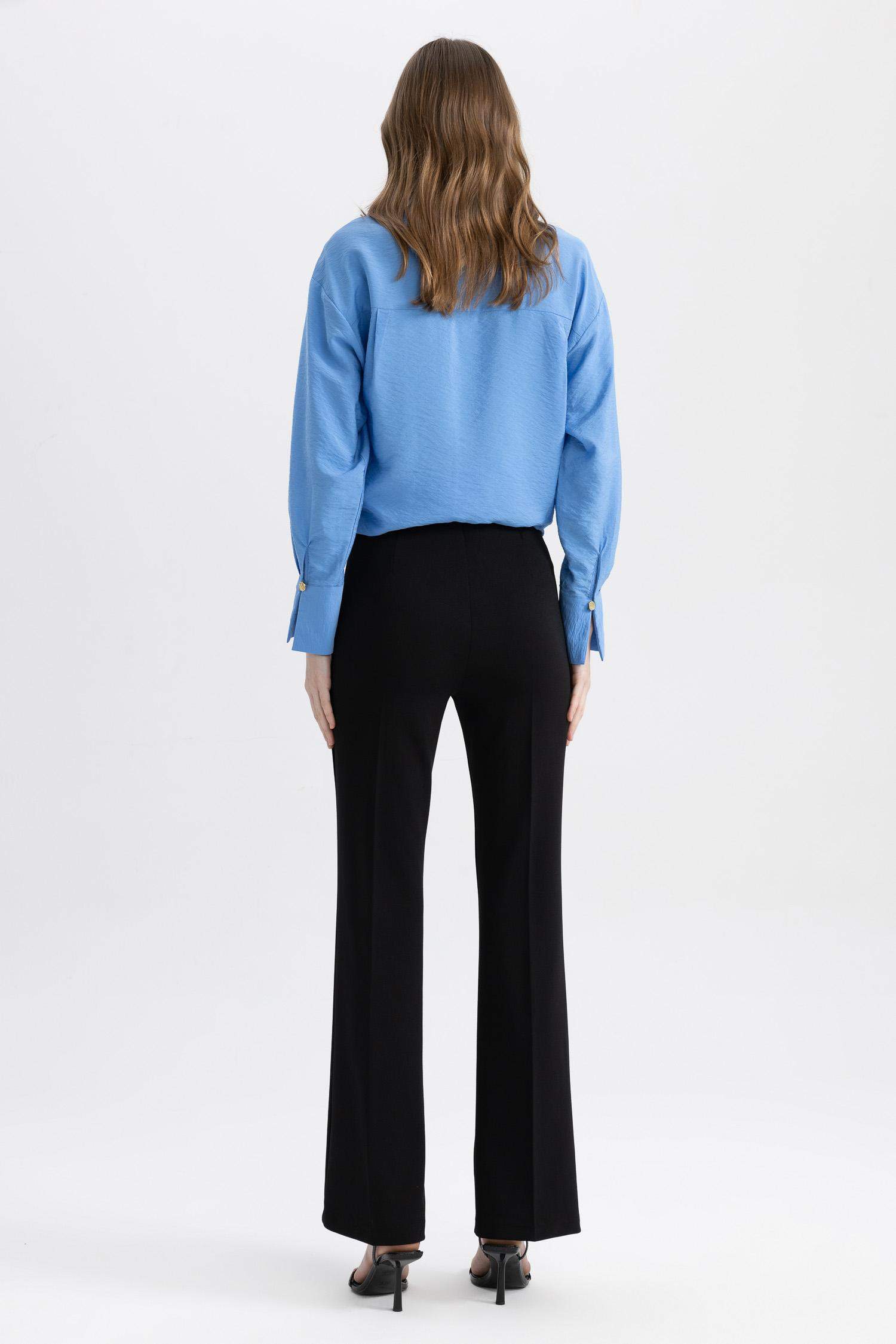 Black Woman Spanish Leg Crepe Trousers 2768159 DeFacto