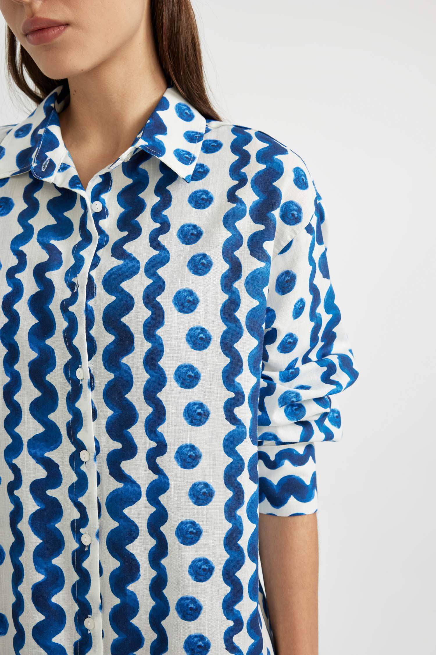 Patterned Poplin Beach Shirt