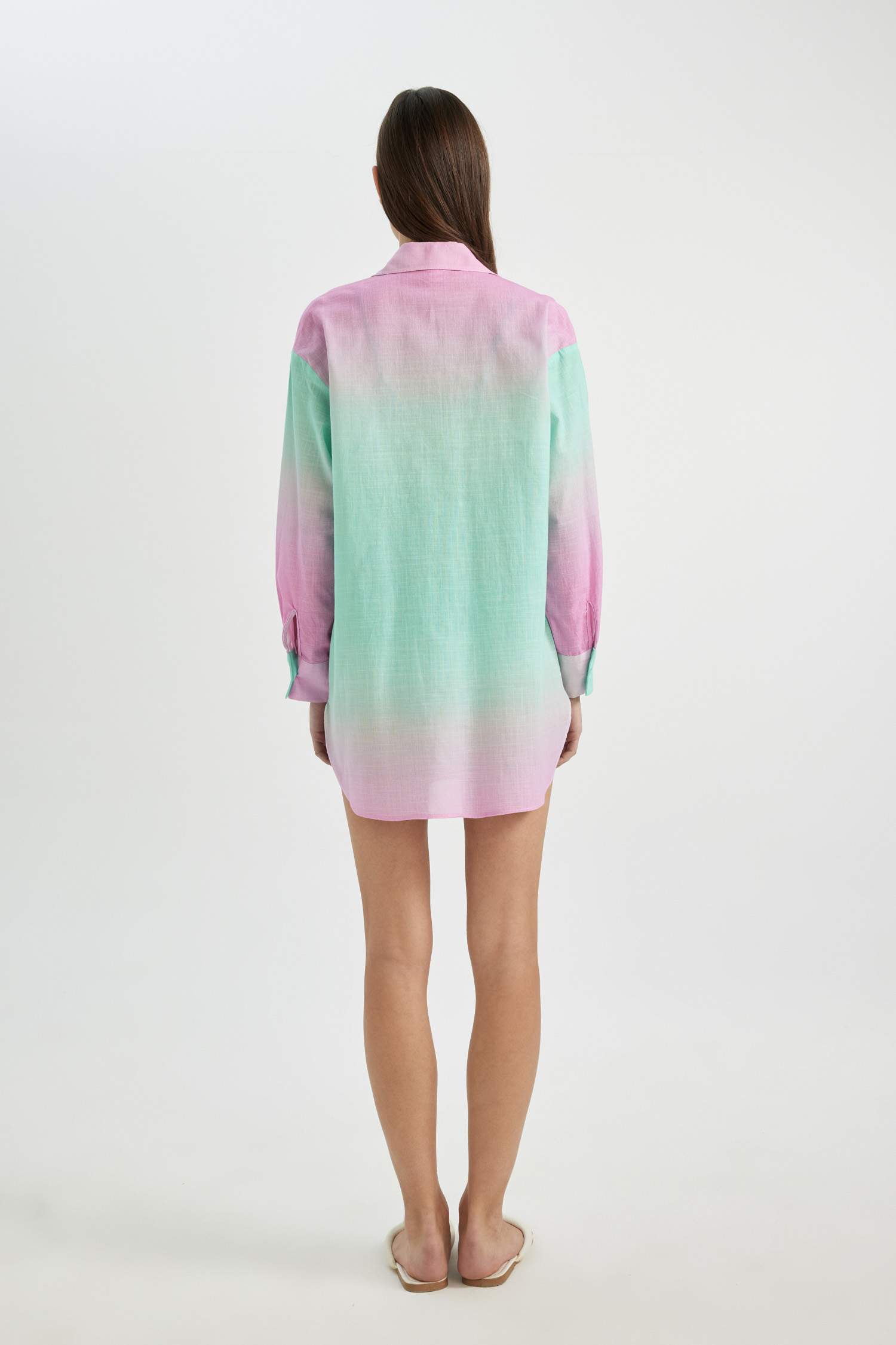 Fall in Love Patterned Poplin Beach Shirt