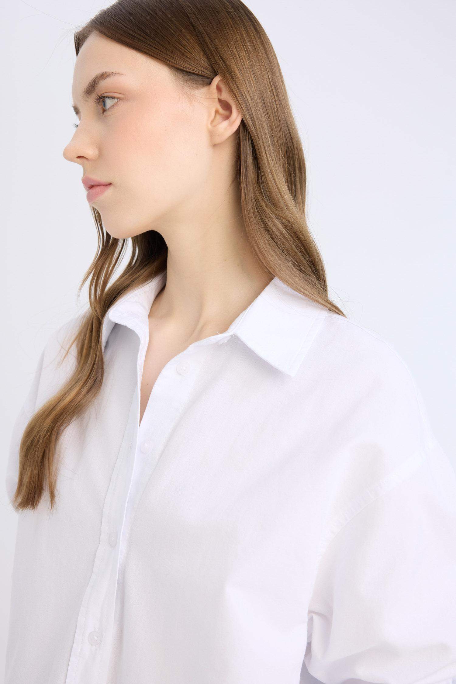 %100 Pamuk Oversize Geniş Kalıp Basic Düz Oxford Uzun Kollu Gömlek