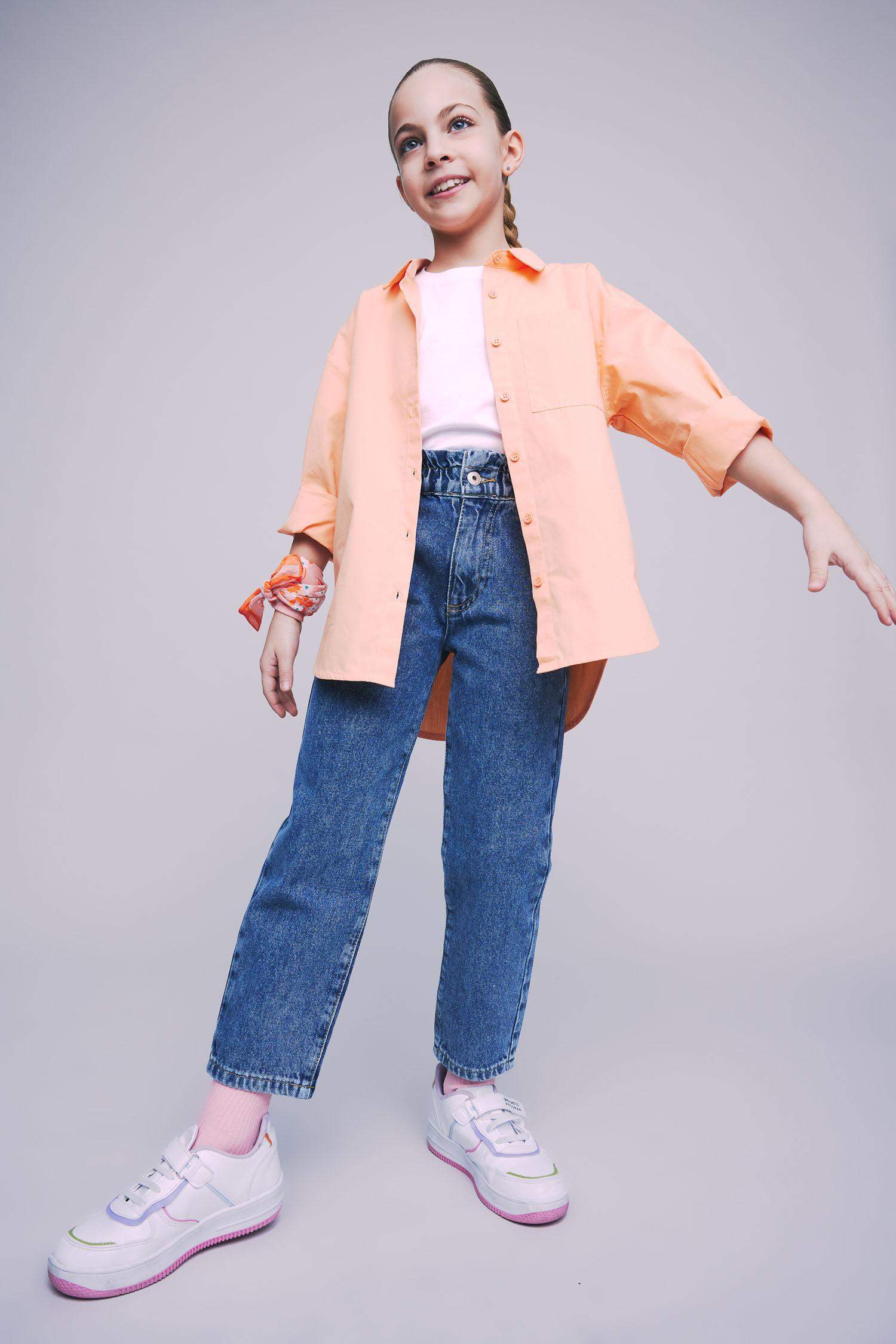 قميص بناتي اوفر سايز كم طويل