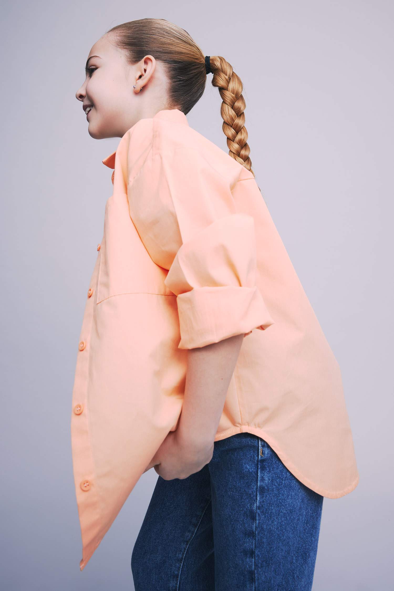 قميص بناتي اوفر سايز كم طويل