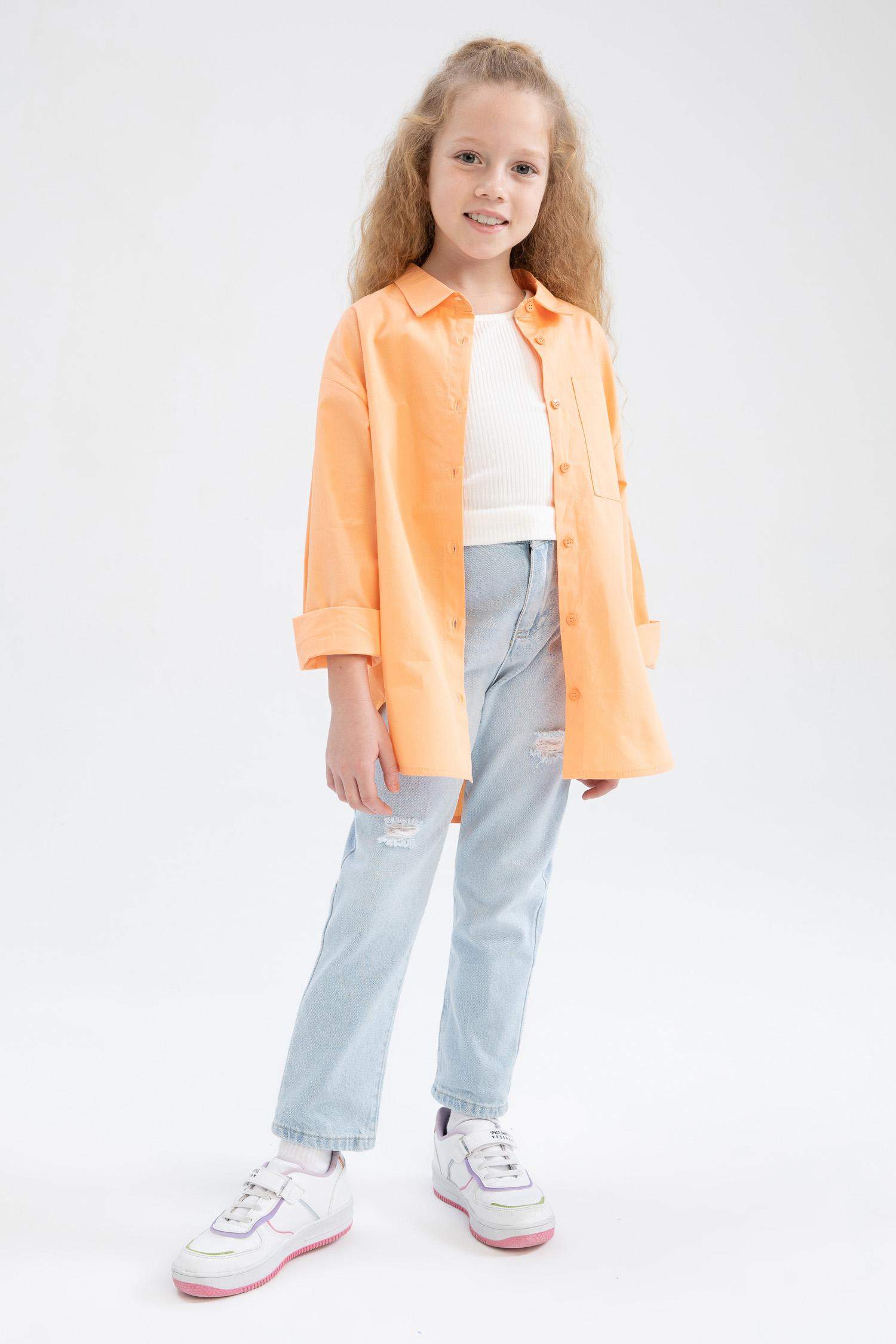 قميص بناتي اوفر سايز كم طويل