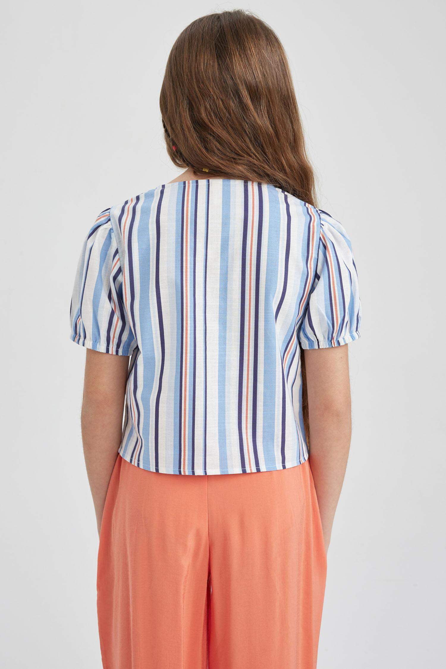 Рубашка с коротким рукавом с принтом из хлопка для девочек