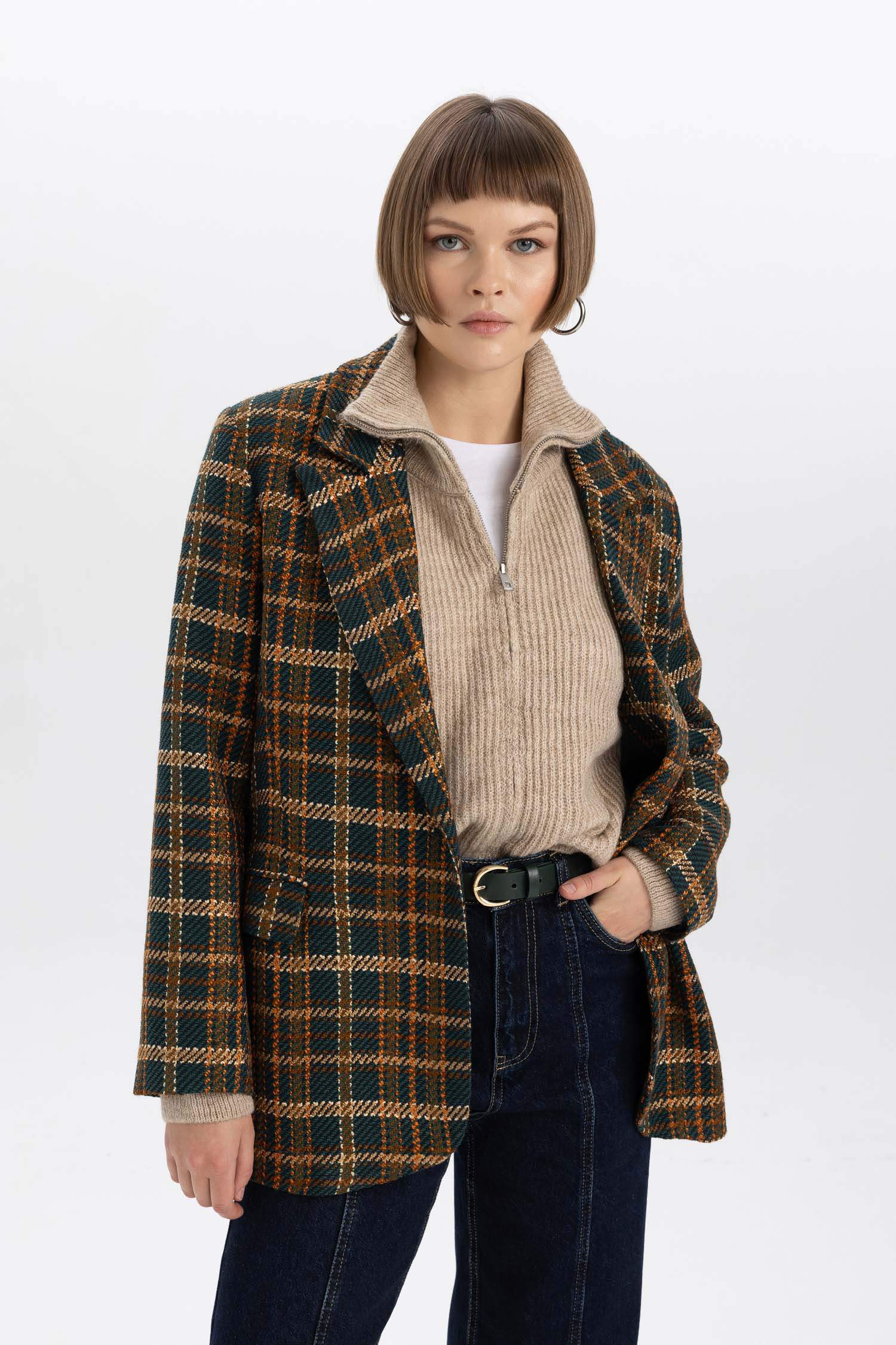 Oversize Fit Wool Look Blazer