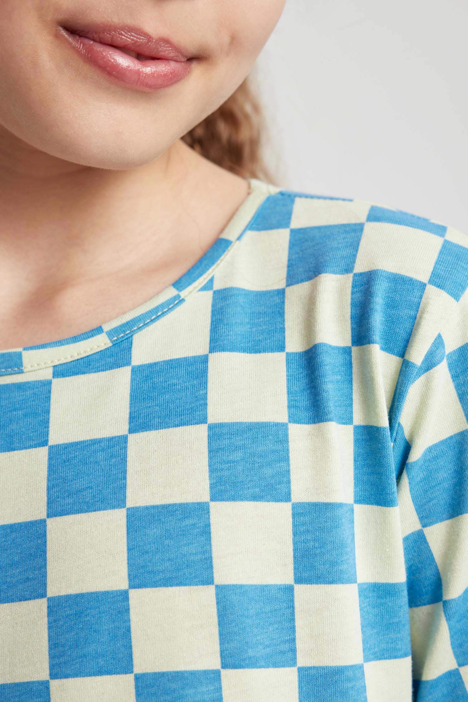 Girl Patterned Short Sleeve Combed Cotton Dress