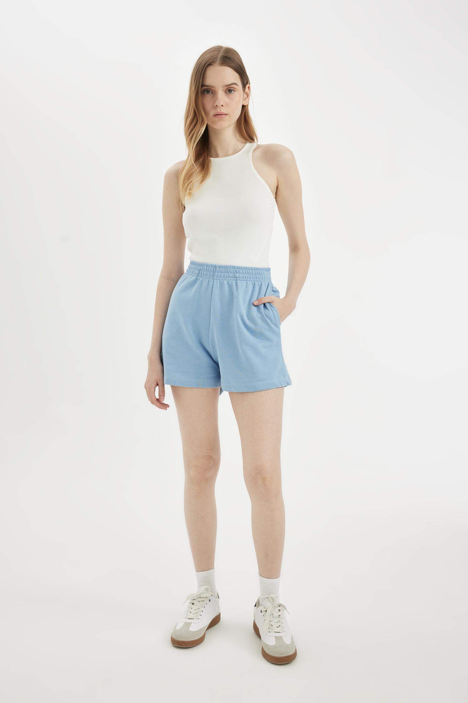 Regular Fit Thick Sweatshirt Fabric Regular Hem Shorts