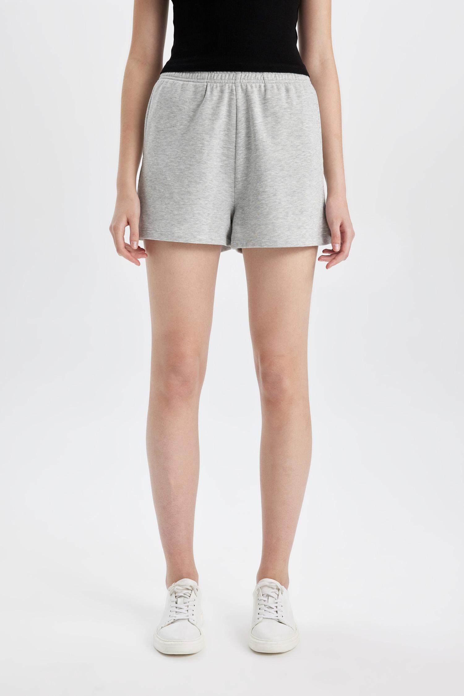 Regular Fit Thick Sweatshirt Fabric Regular Hem Shorts