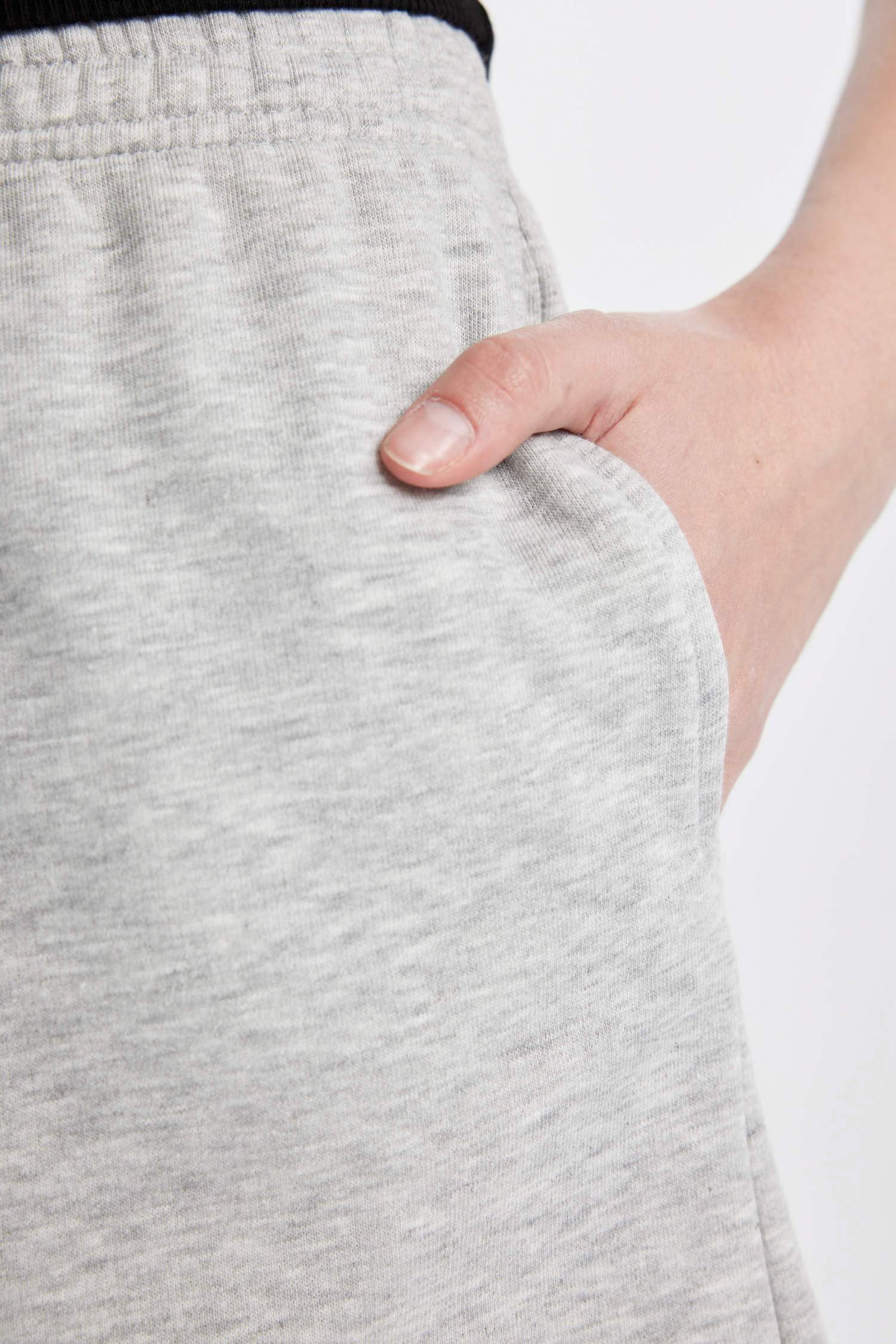 Regular Fit Thick Sweatshirt Fabric Regular Hem Shorts