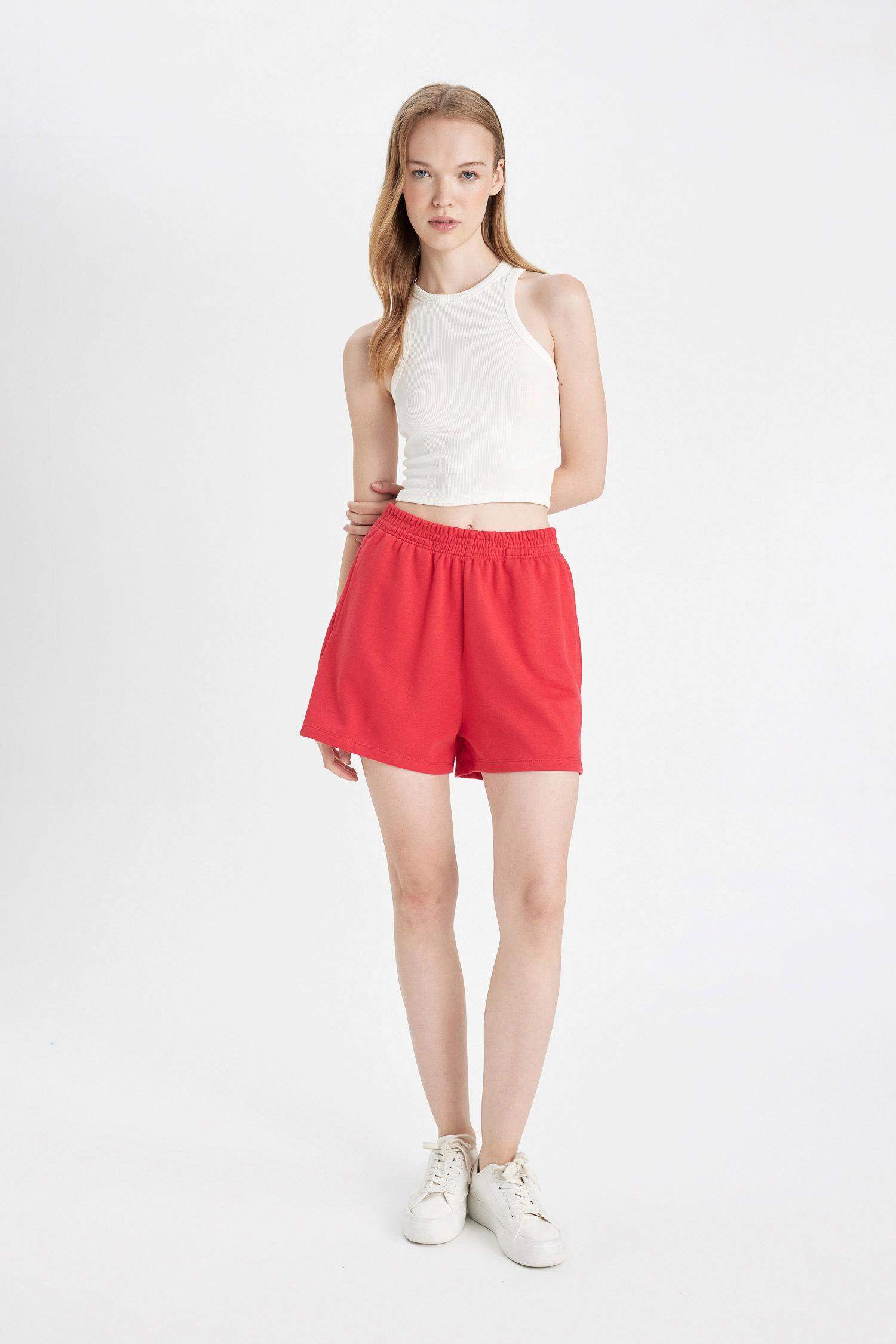 Regular Fit Beli Lastikli Basic Düz Şort