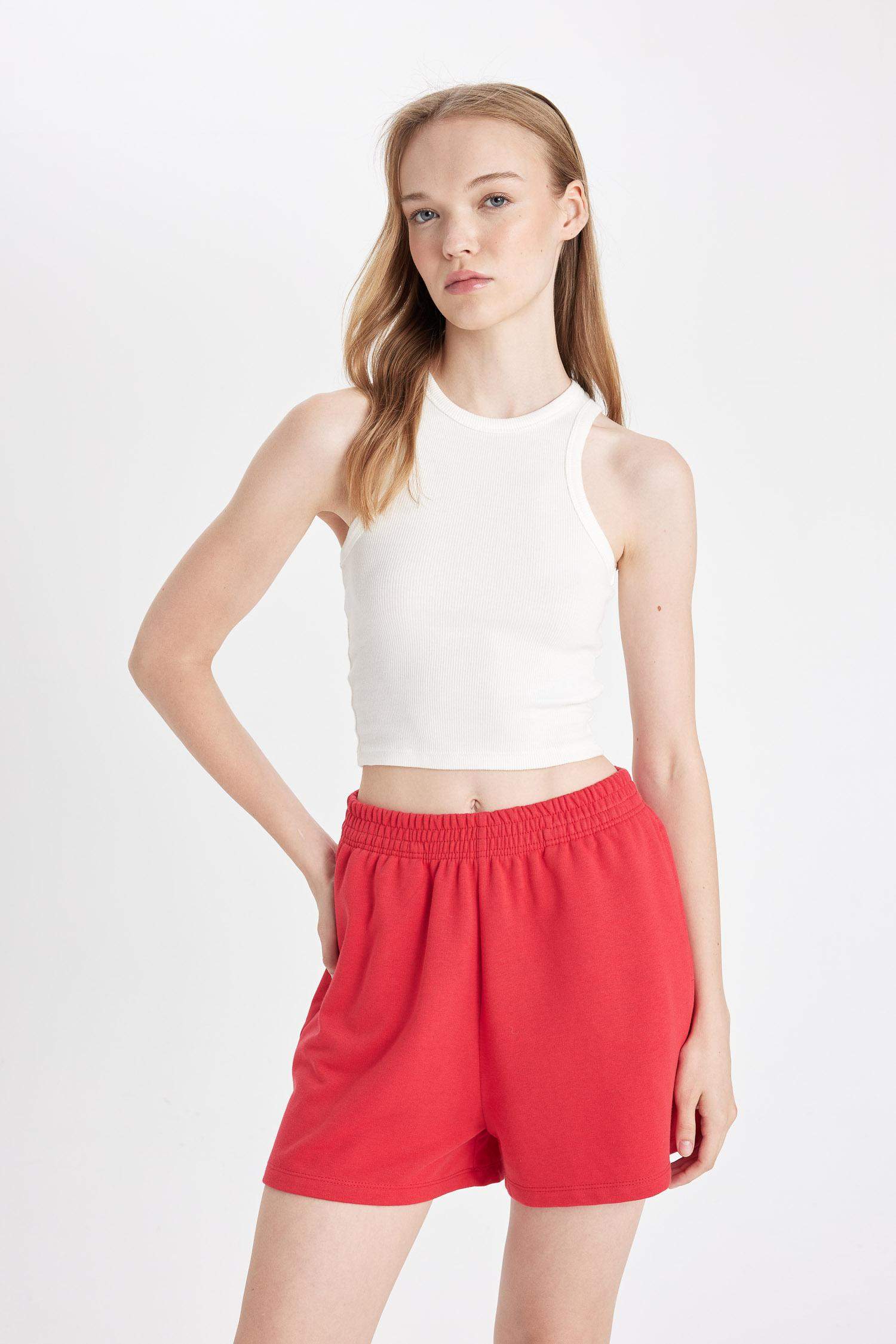 Regular Fit Beli Lastikli Basic Düz Şort