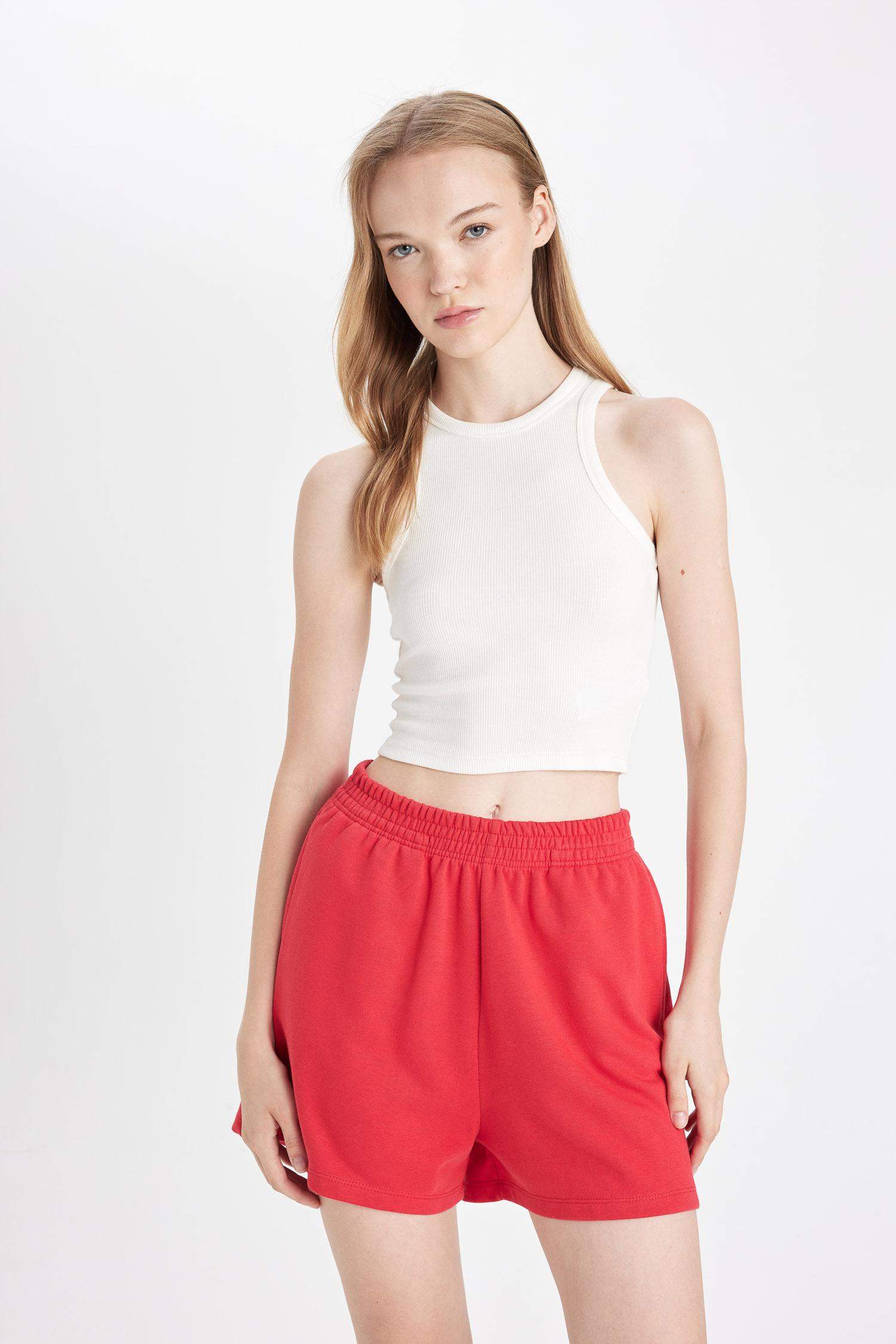 Regular Fit Beli Lastikli Basic Düz Şort