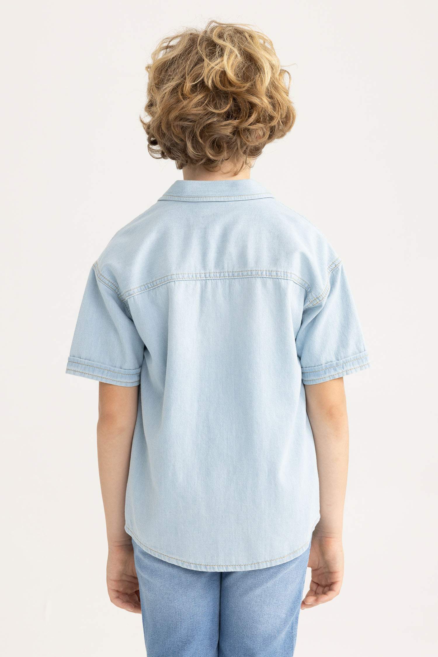 Erkek Çocuk Oversize Jean Kısa Kollu Gömlek