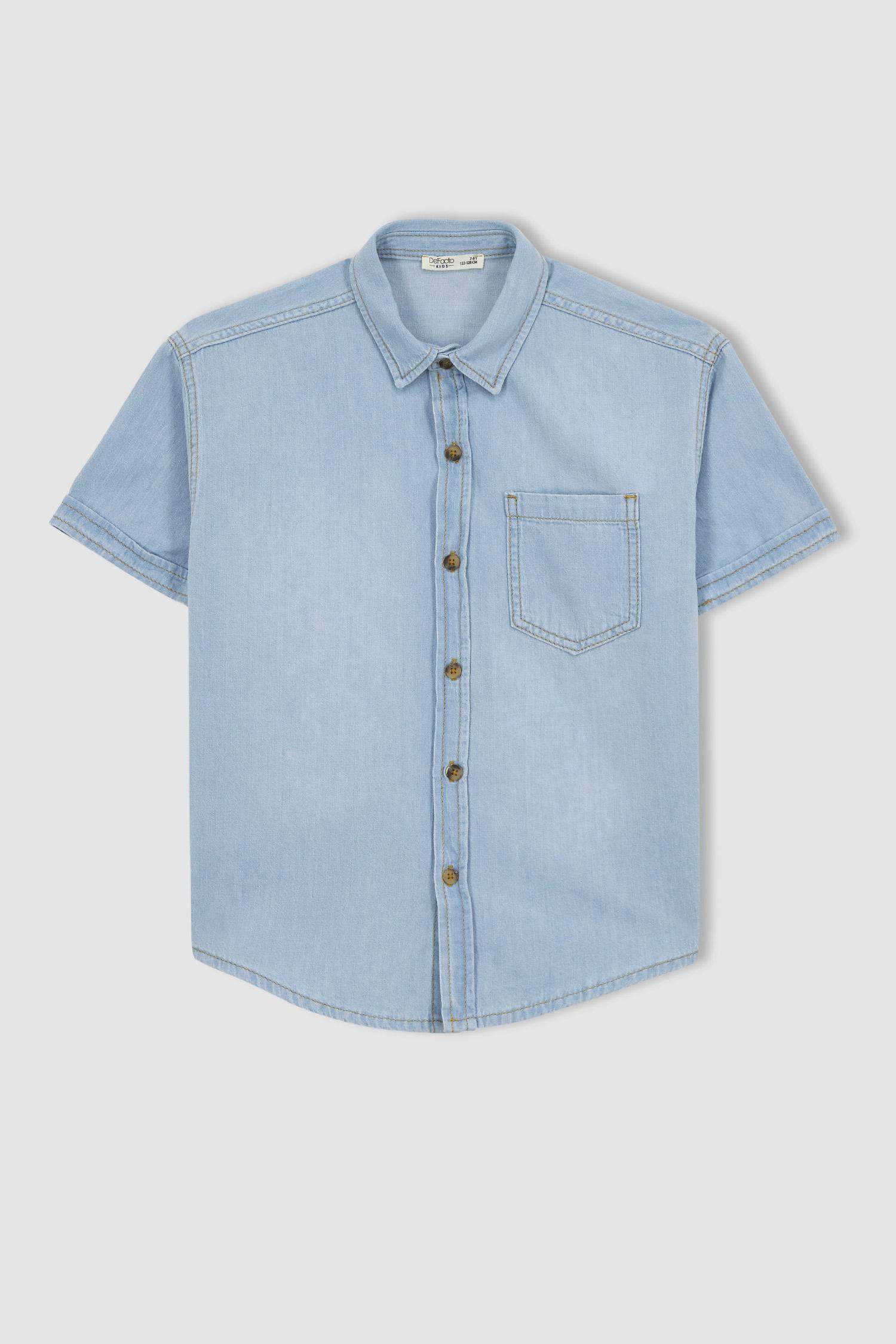 Erkek Çocuk Oversize Jean Kısa Kollu Gömlek