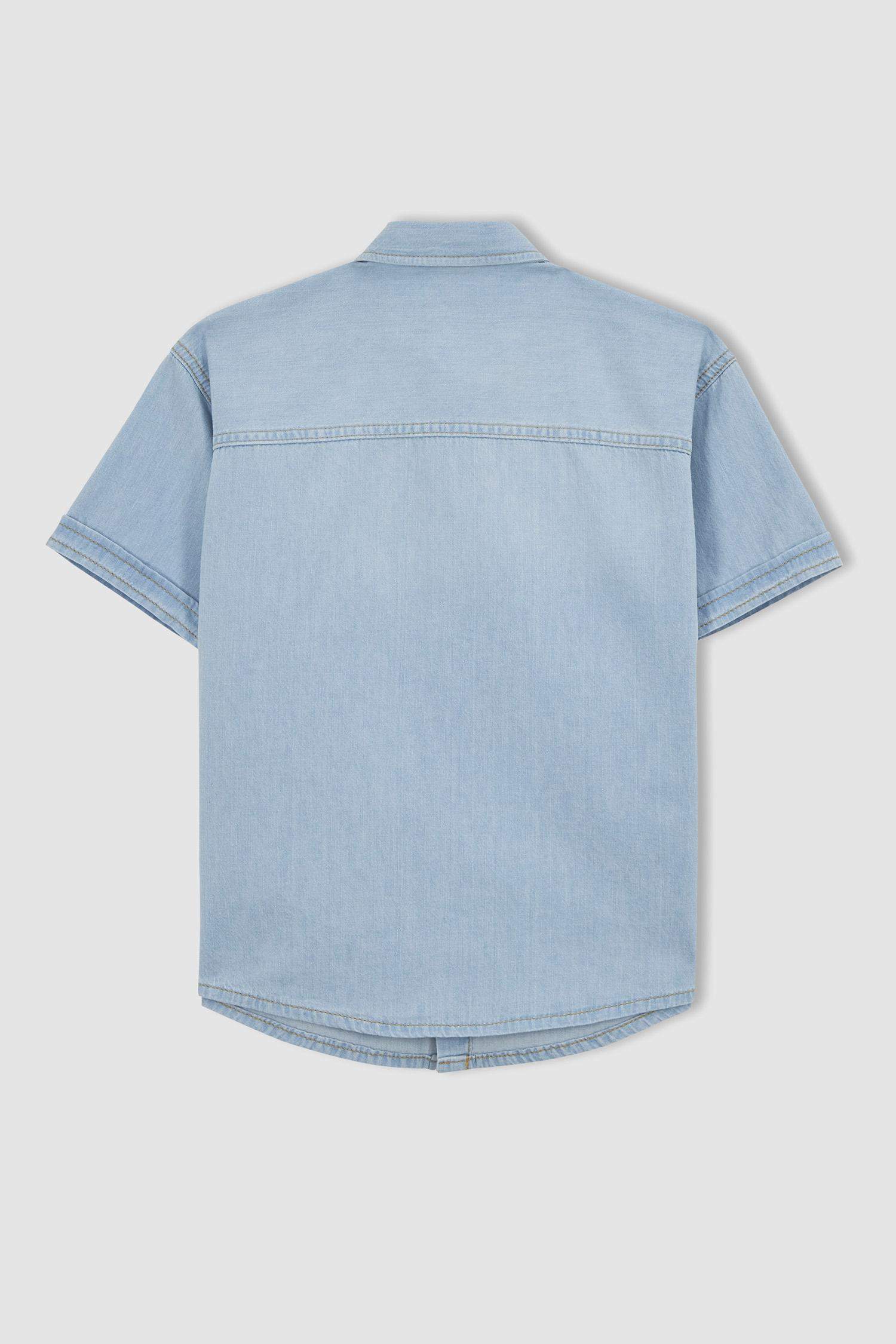 Erkek Çocuk Oversize Jean Kısa Kollu Gömlek