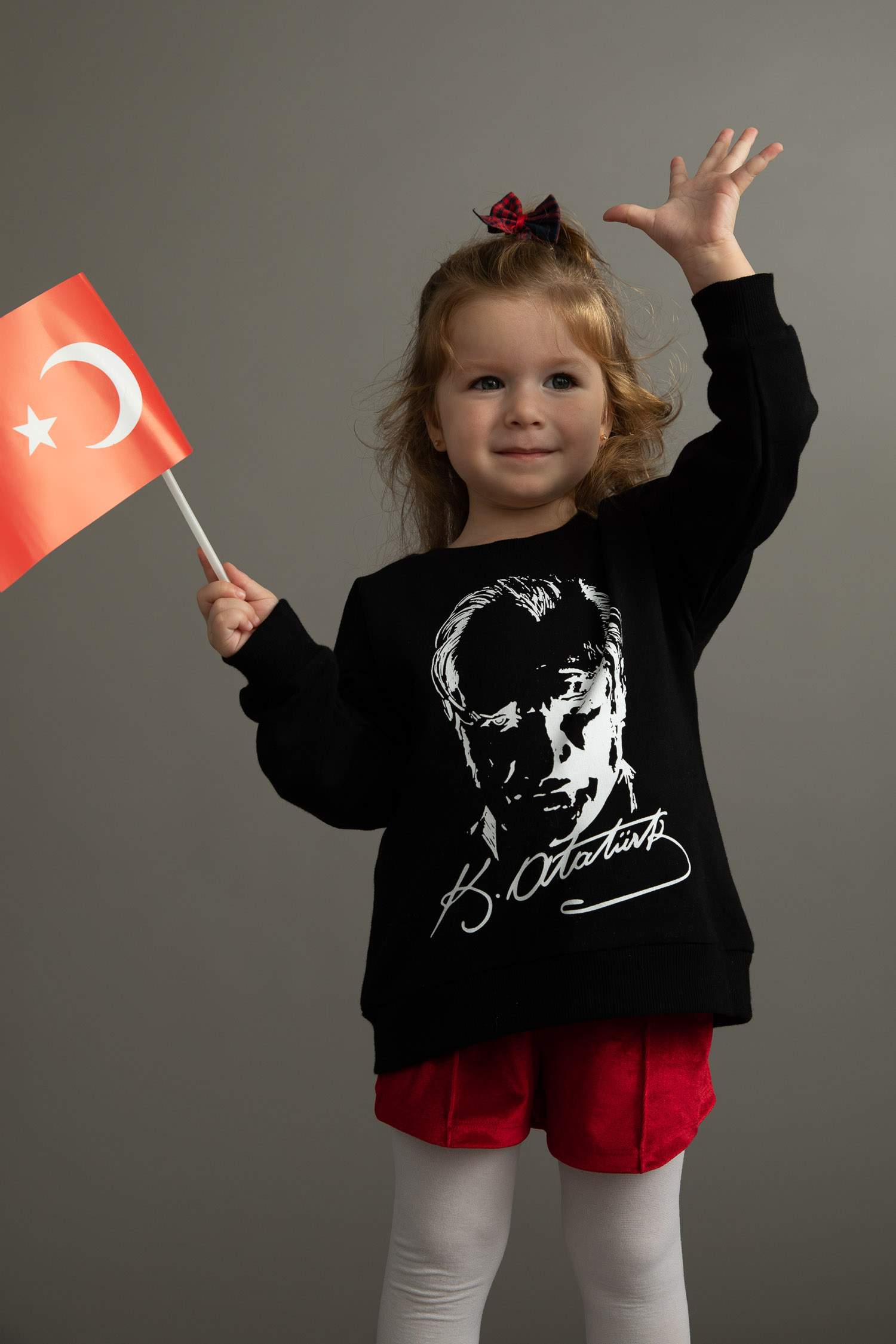 Kız Bebek Bisiklet Yaka Atatürk Baskılı Sweatshirt
