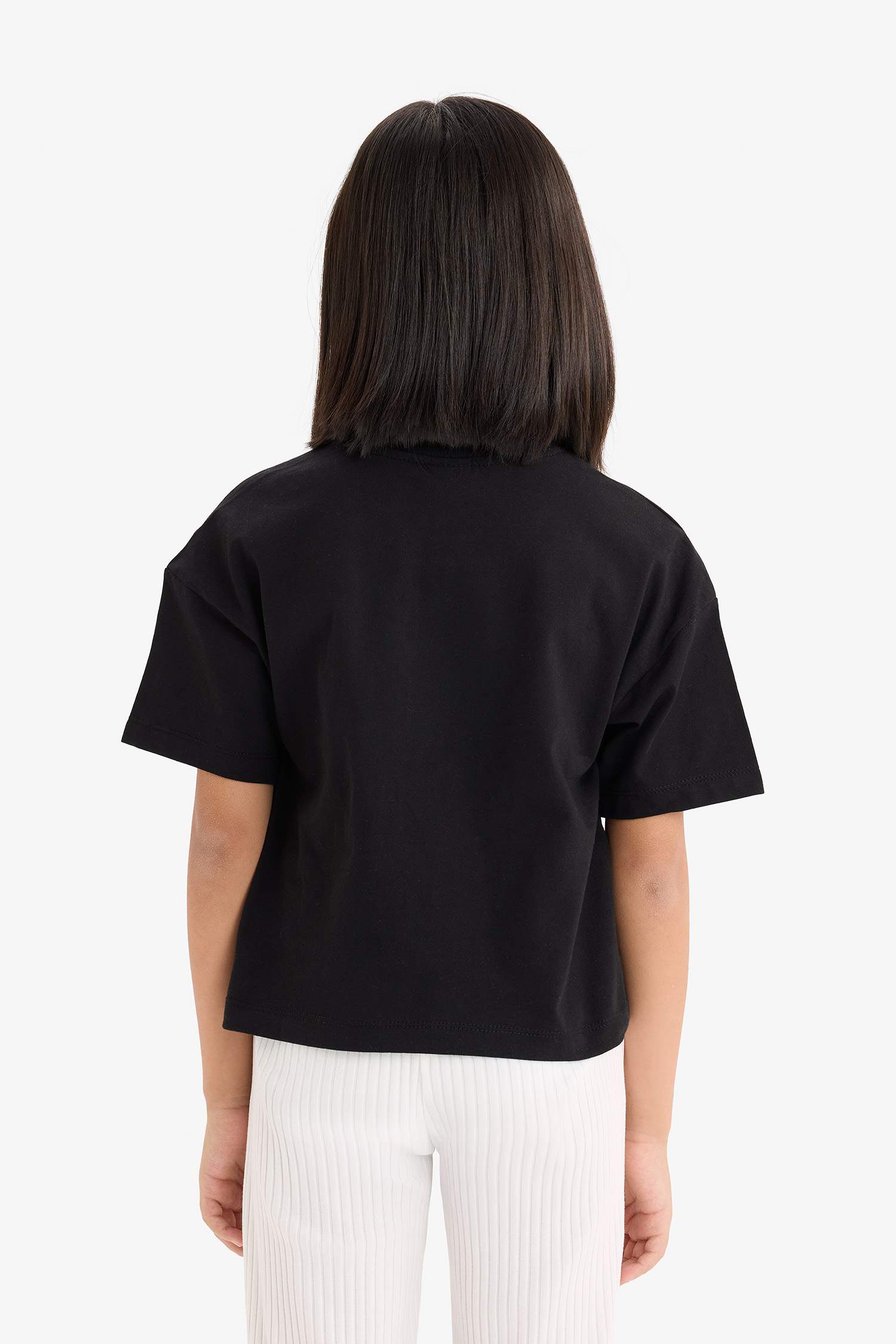 T-shirt basique à col rond et manches courtes pour fille