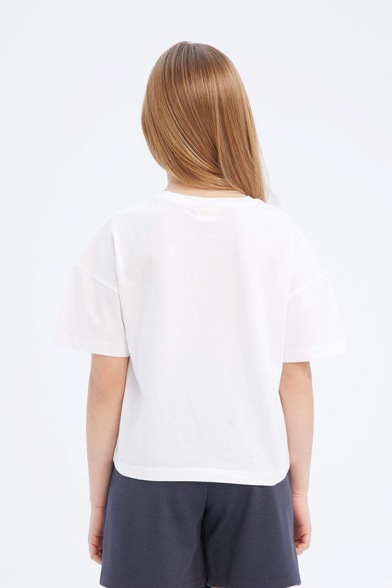 T-shirt basique à col rond et coupe décontractée pour fille