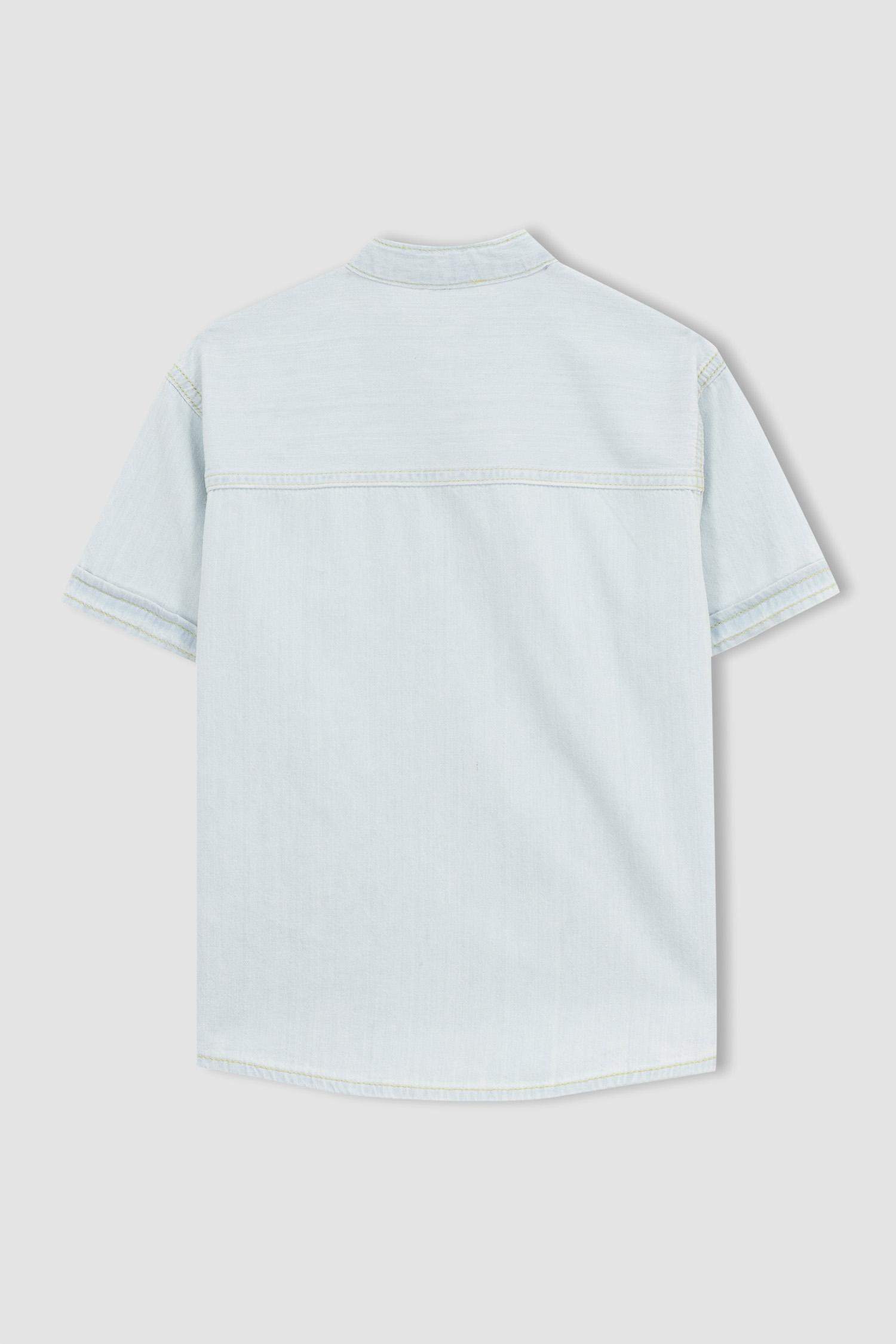 قميص جينز اوفر سايز وياقة بأزرار