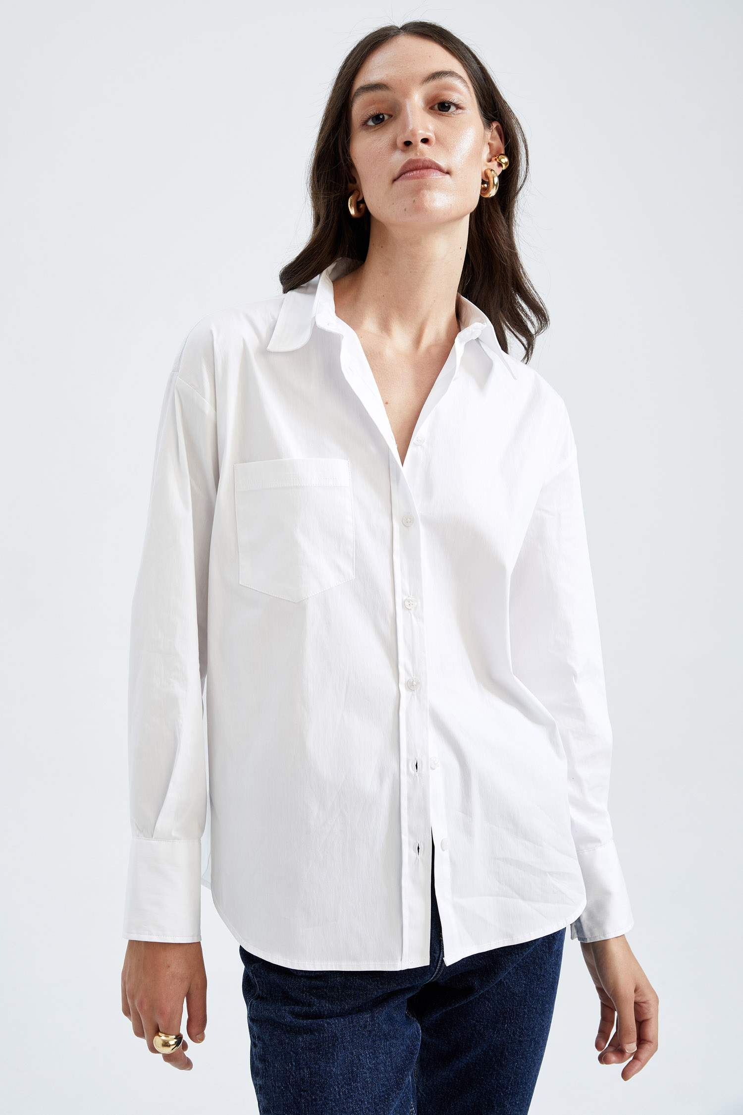 Рубашка оверсайз с длинным рукавом, коллекция Sorbe X Defacto