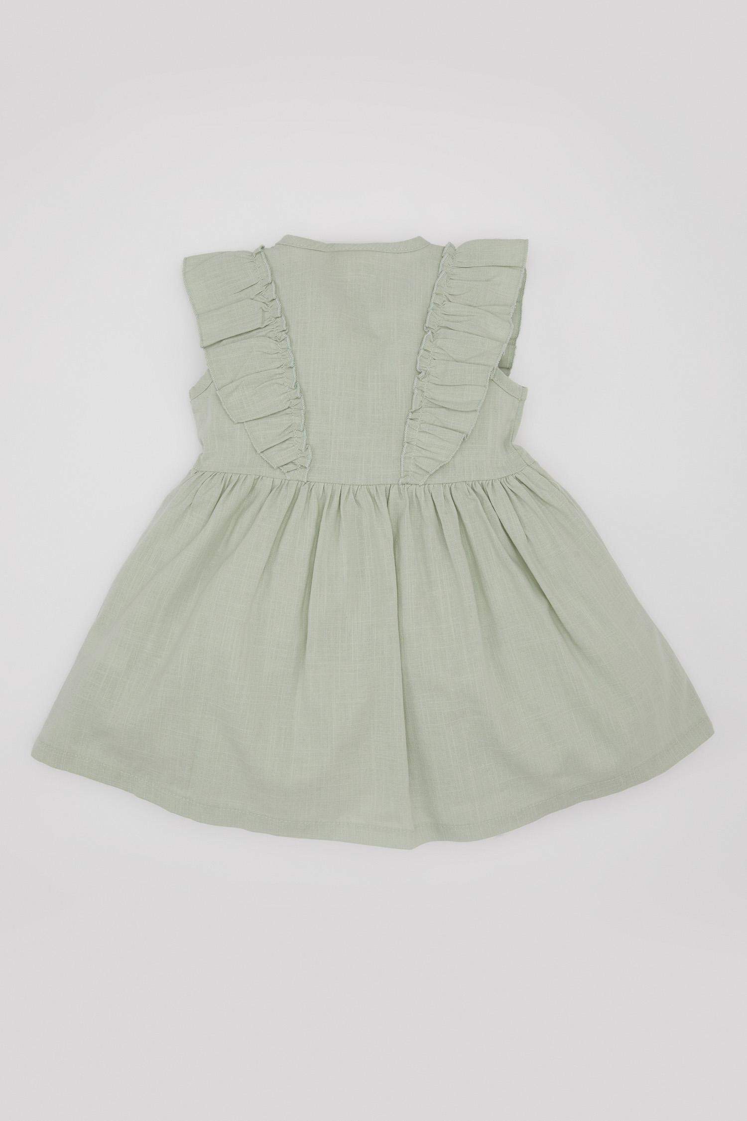 Baby Girl Short Sleeve Linen Look Dress