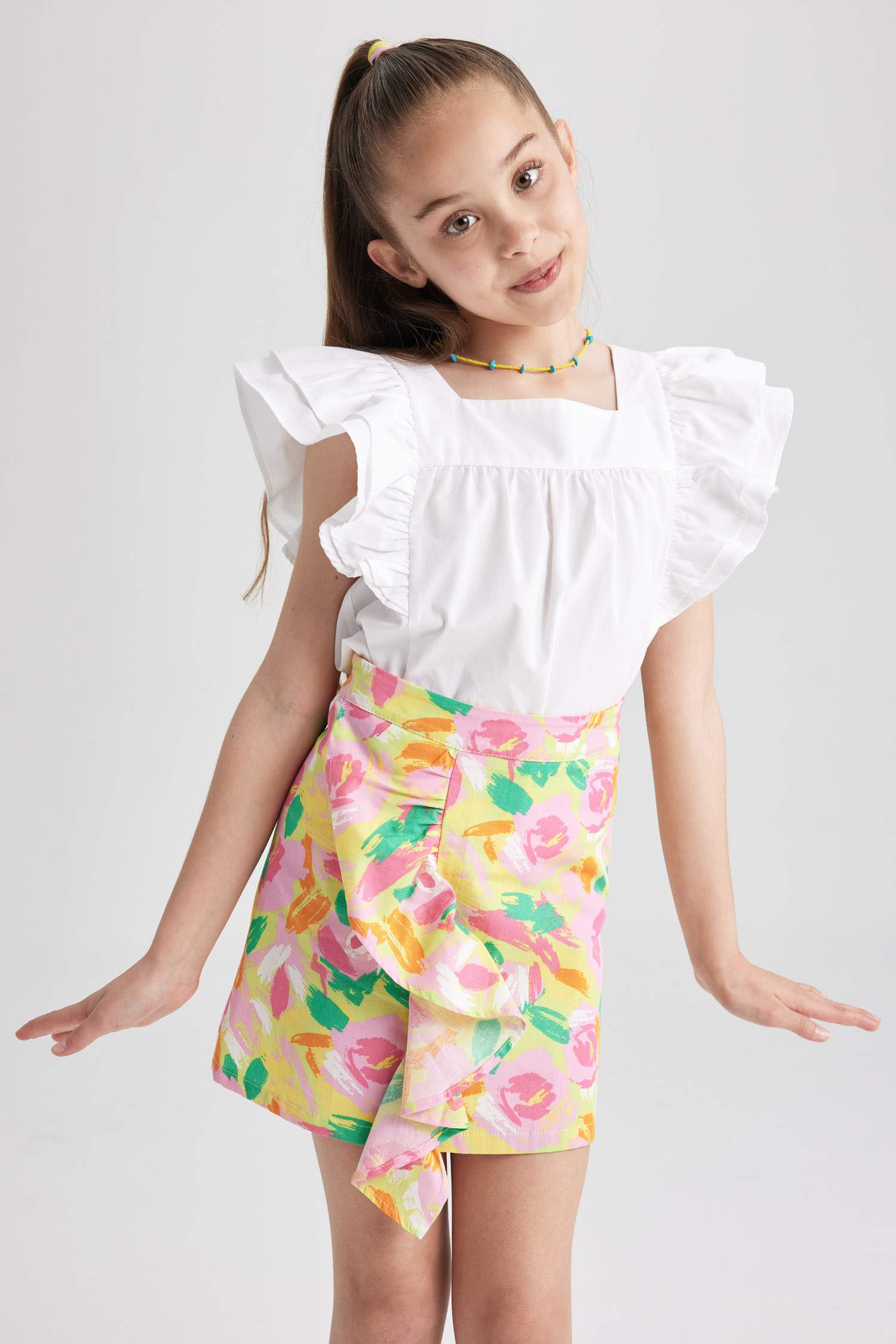 بلوزة نص كم بناتي قطن نص كم