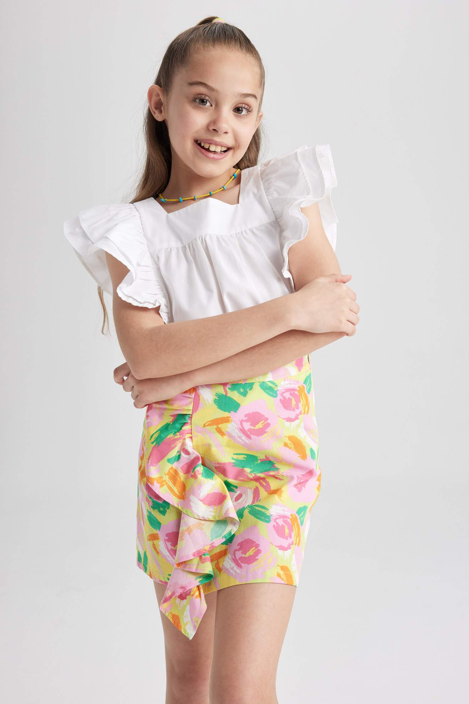 بلوزة نص كم بناتي قطن نص كم