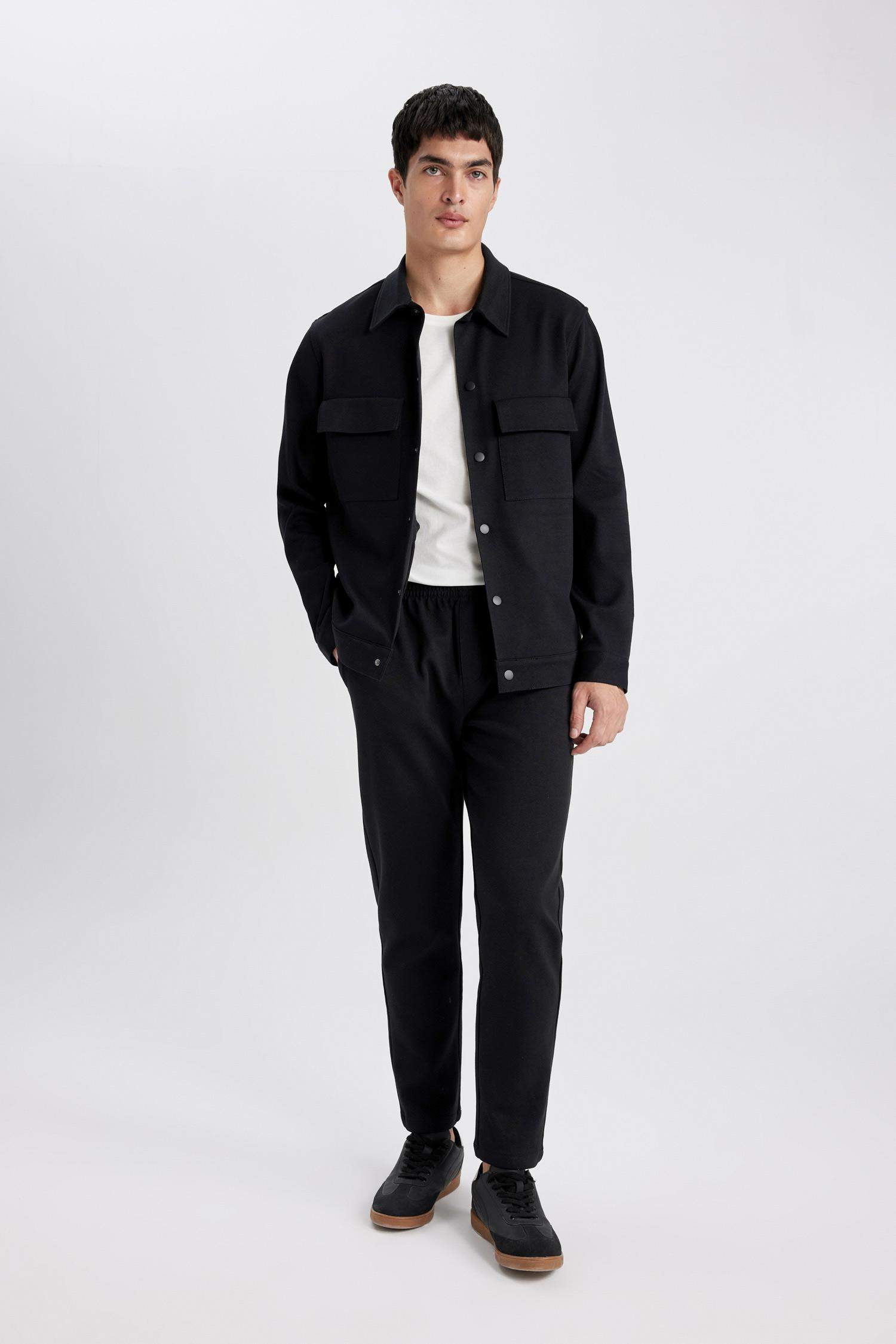 جاكيت قميص قصة عادية بياقة بولو