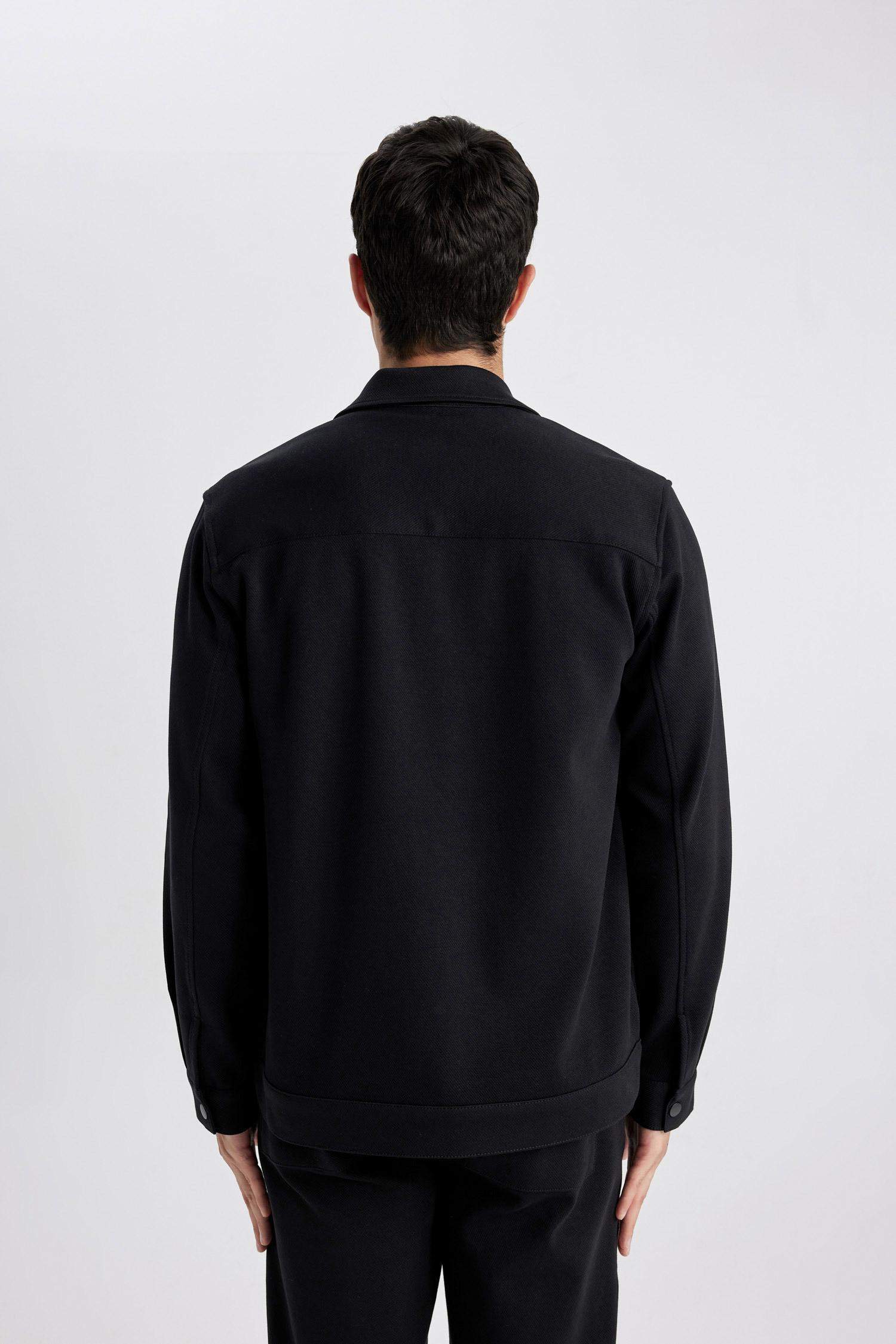 جاكيت قميص قصة عادية بياقة بولو