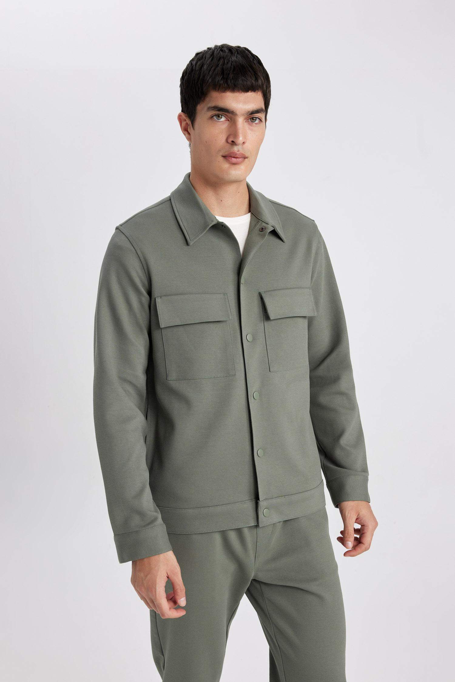 Regular Fit Polo Collar Overshirt