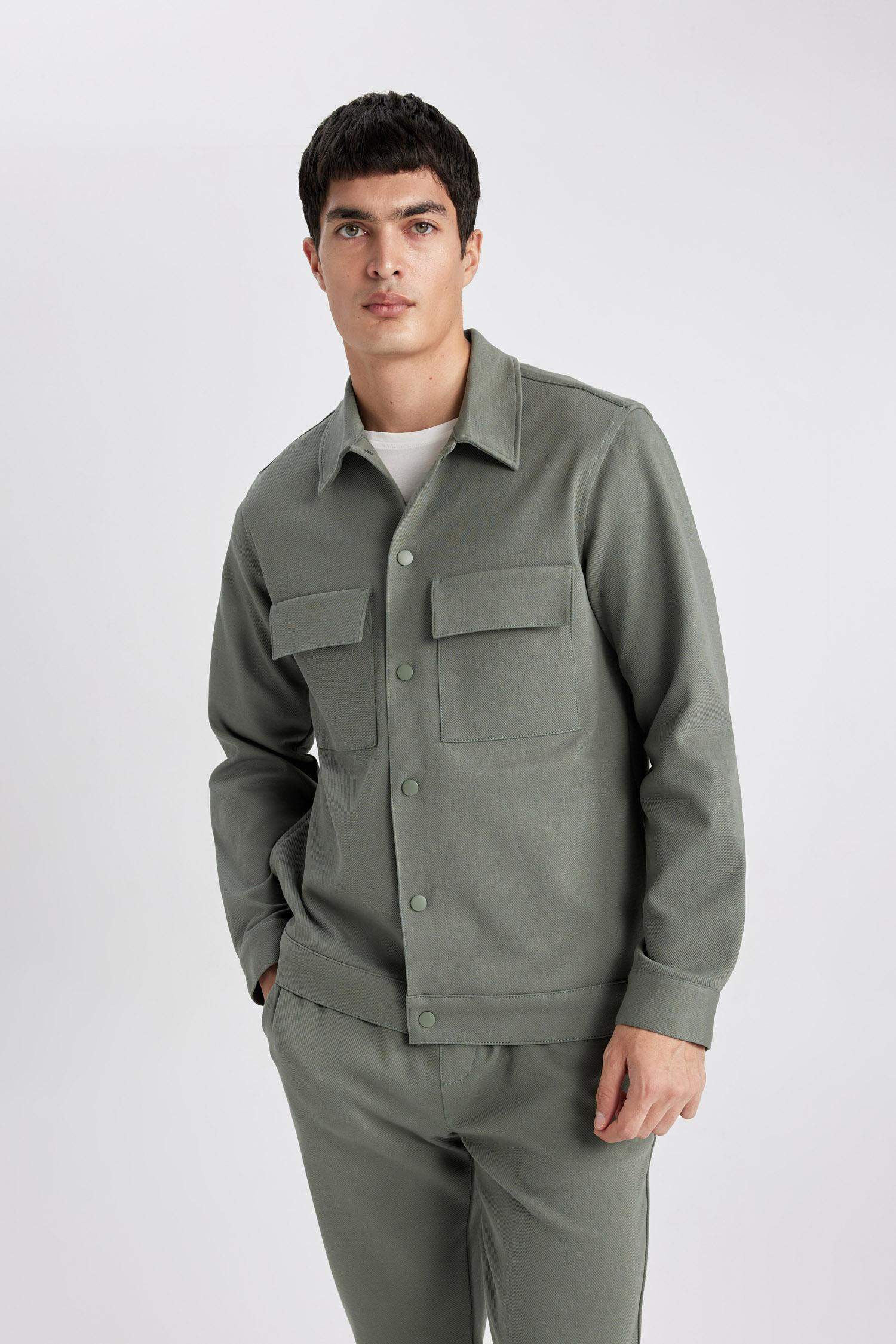 Regular Fit Polo Collar Overshirt