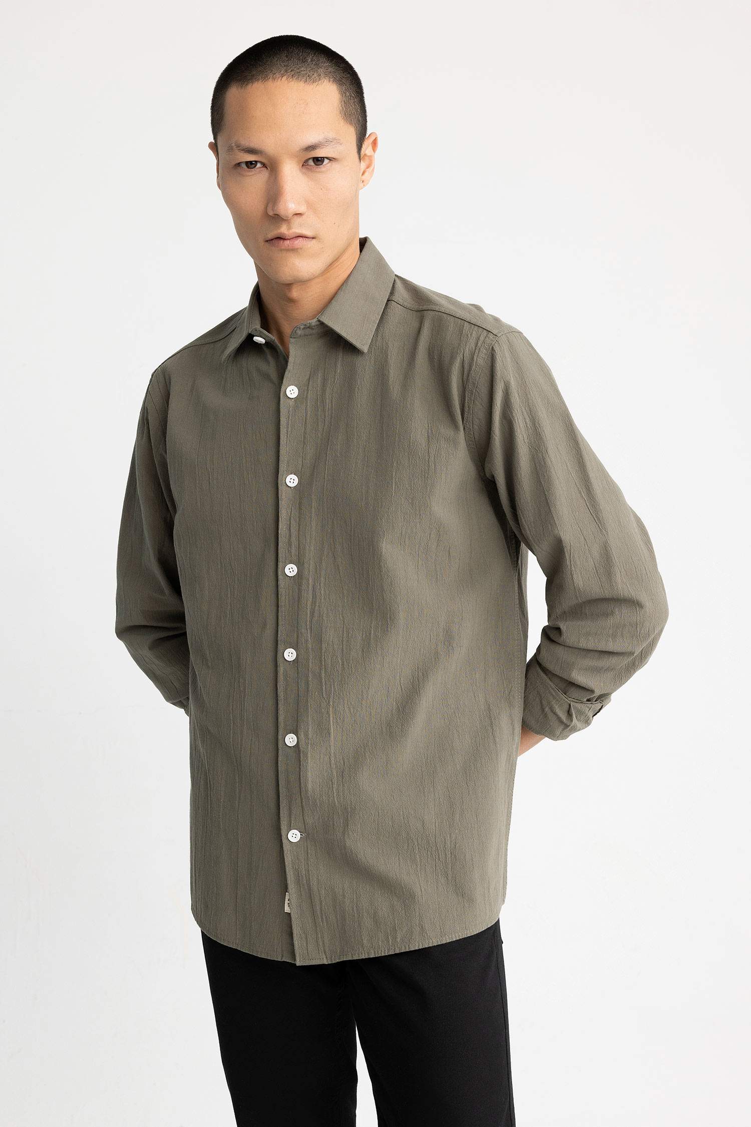 поло жаға мақта Ұзын жеңді көйлек