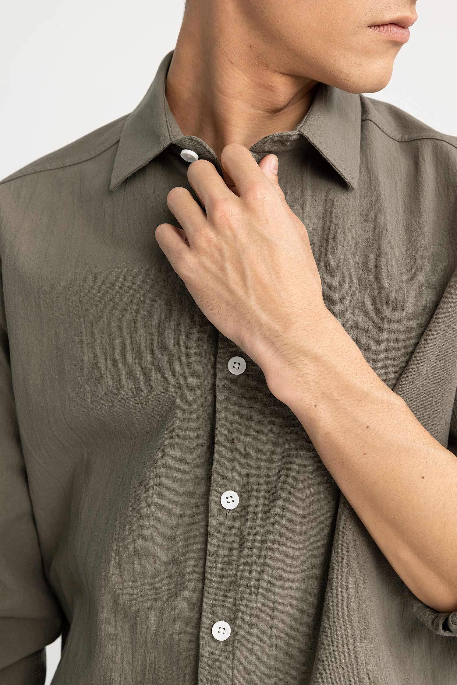 поло жаға мақта Ұзын жеңді көйлек