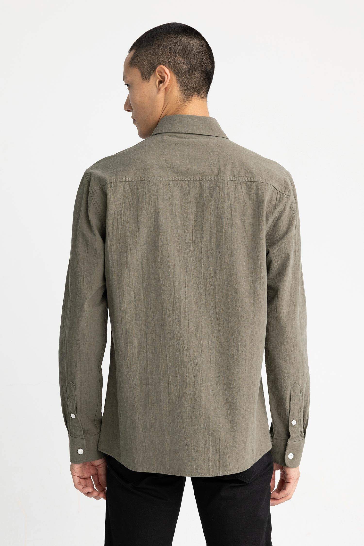 поло жаға мақта Ұзын жеңді көйлек