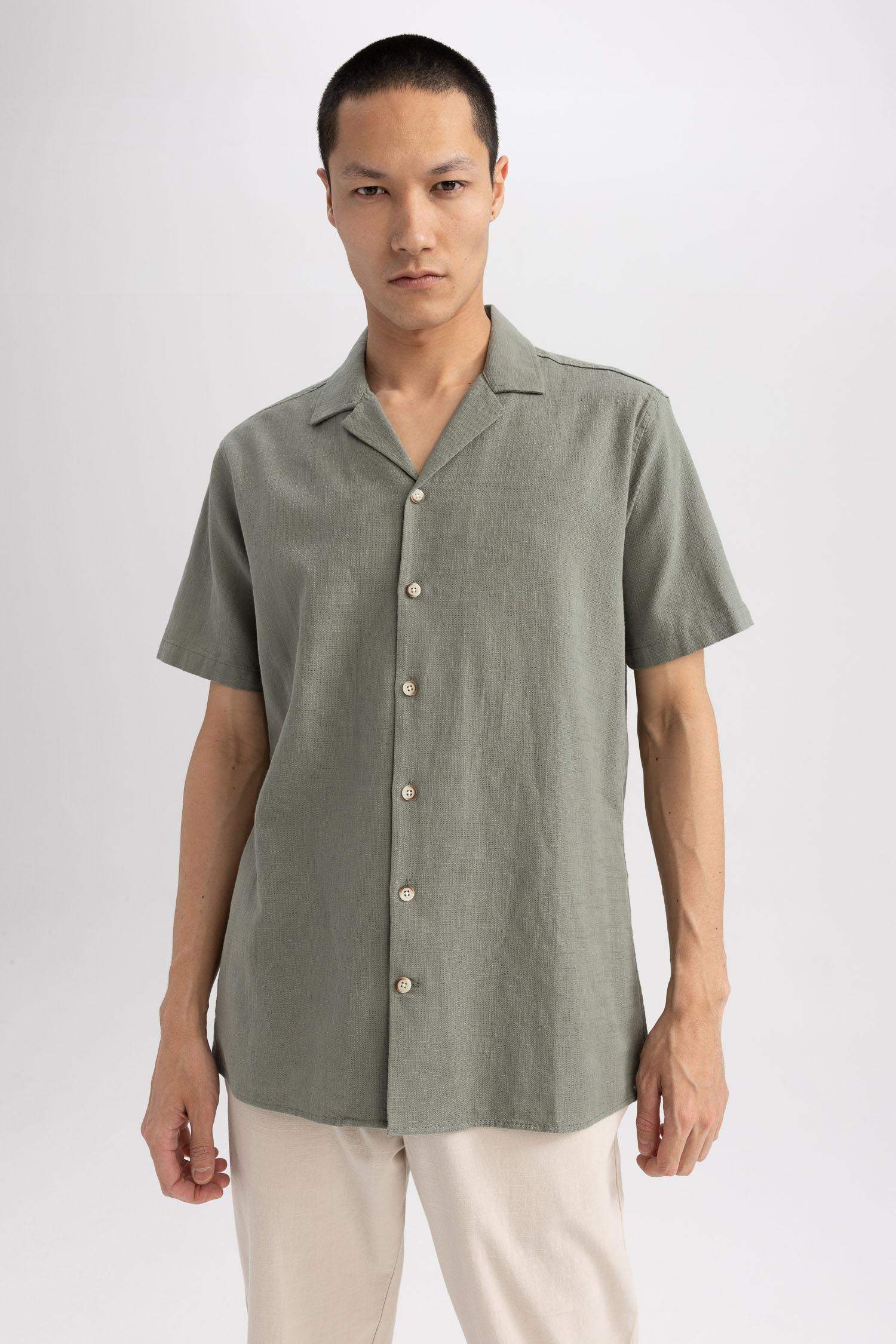 Chemise en coton à manches courtes Coupe moderne