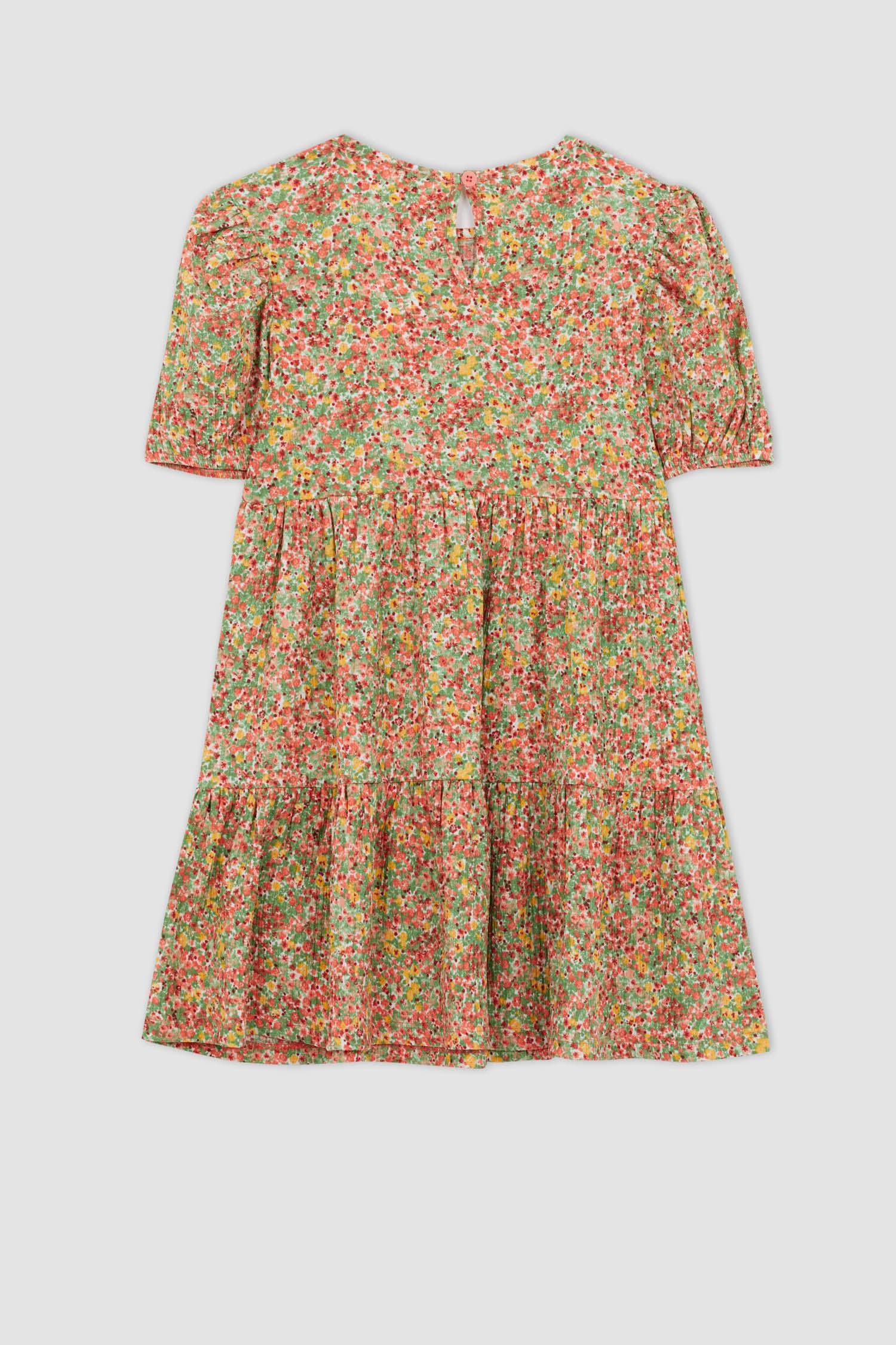 Green Girls & Teens Girl Floral Short Sleeve Dress 2756434 | DeFacto