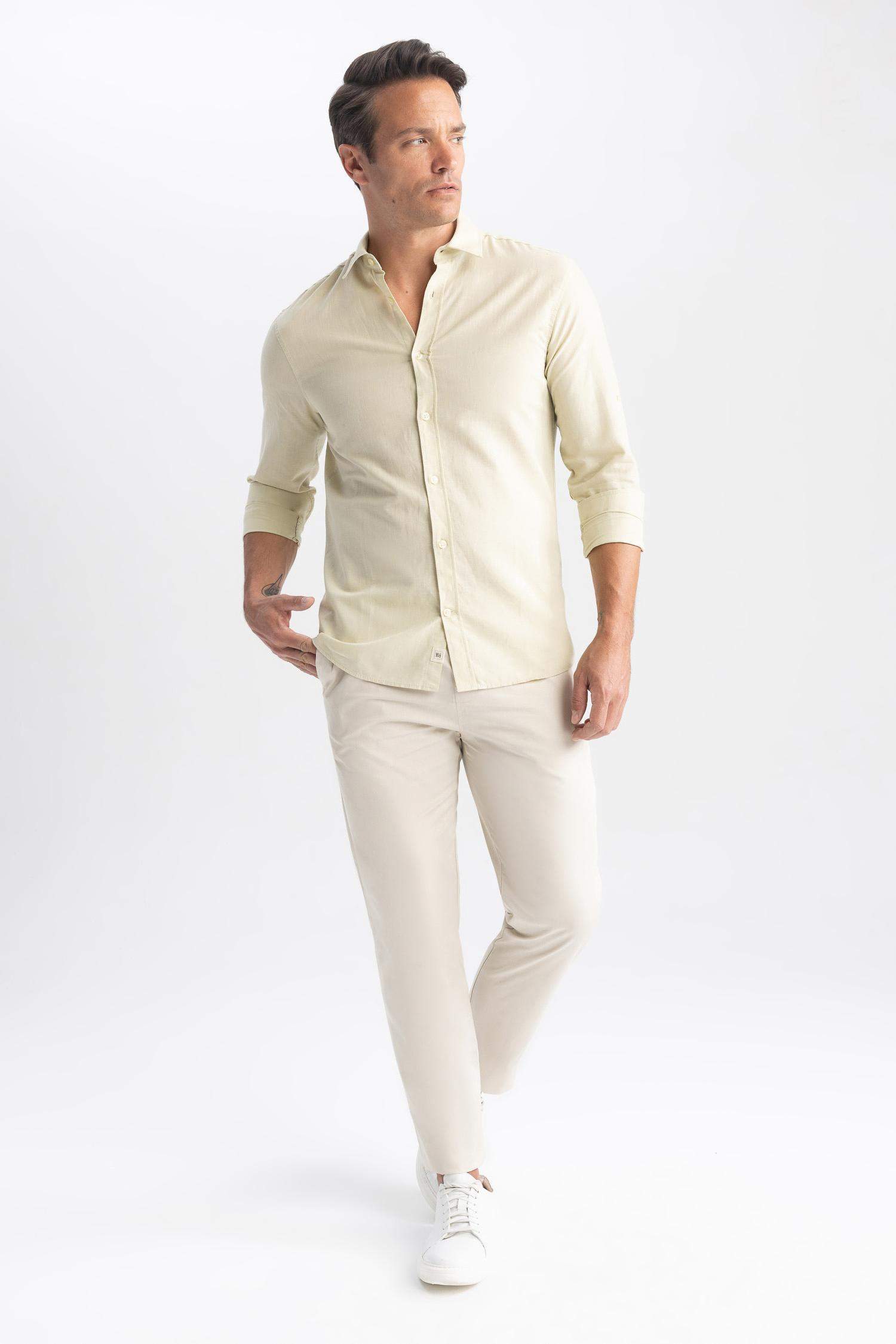 поло жаға мақта Ұзын жеңді көйлек